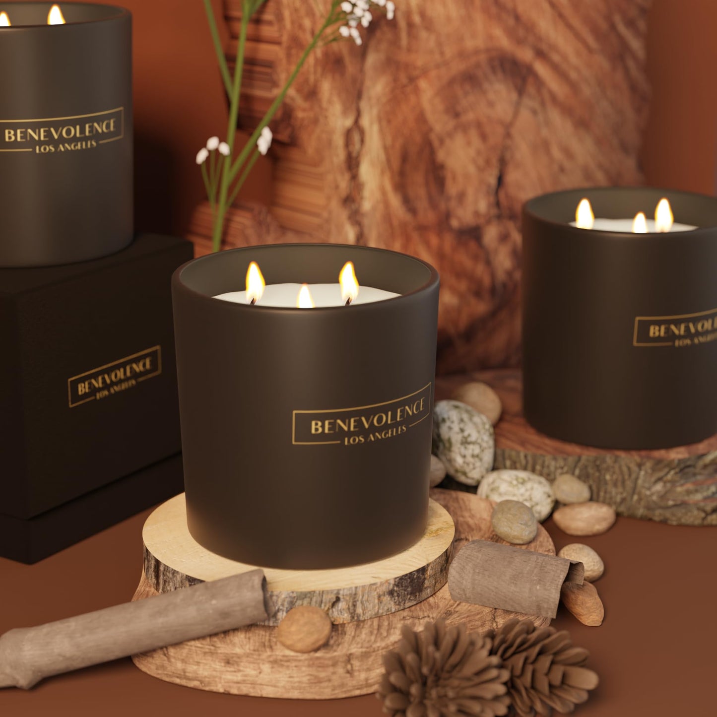 Benevolence LA Pine Wood Scented Candles | 14.5 oz Christmas Candles for Women | 45 Hour Burn Pine Scented Candles for Home | Holiday Candles | Pine Scent Aromatherapy Candles
