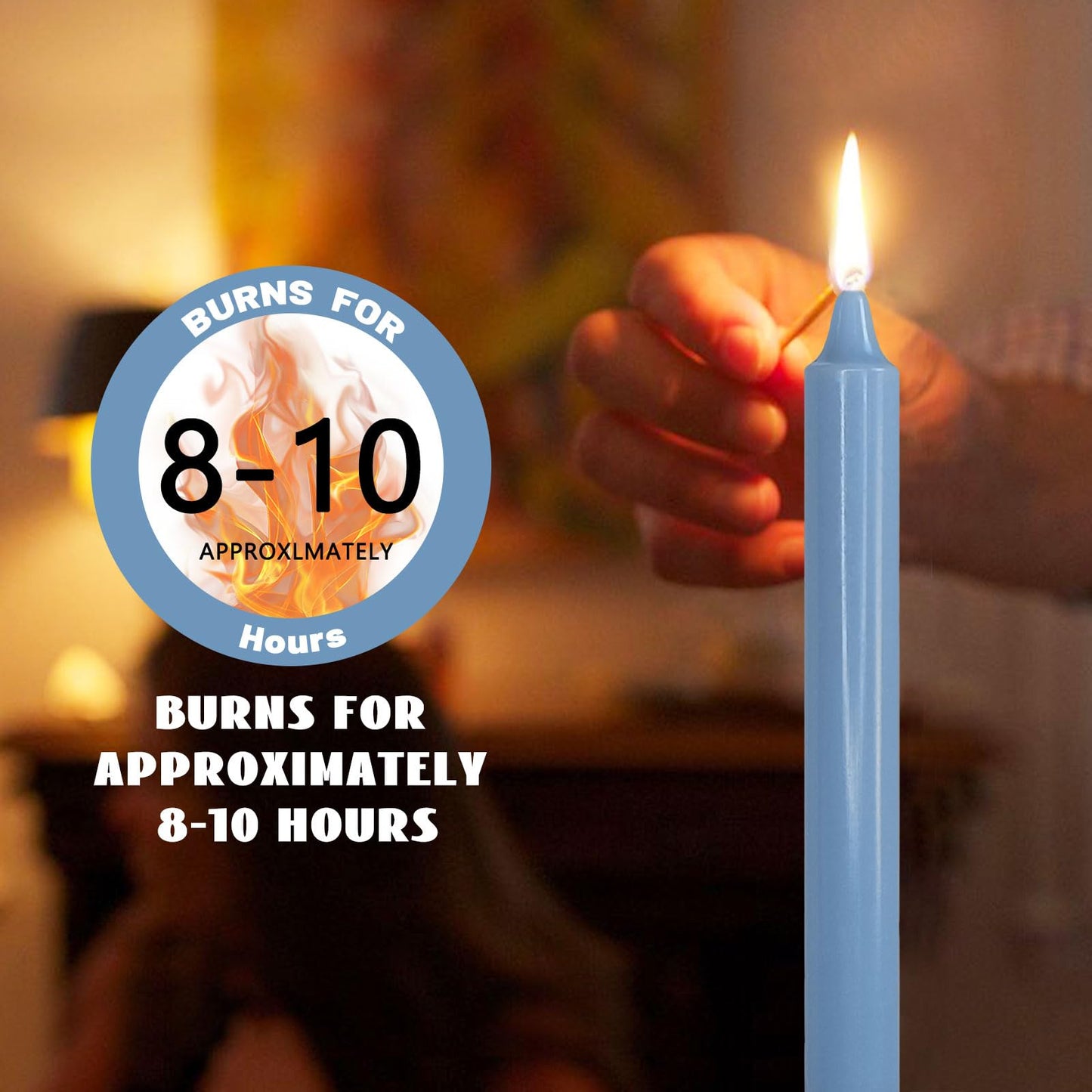 NJAO HOO Grey Blue Candlesticks 10 Inch Handmade Dripless Taper Candles Unscented Colored Candle Set, Pack of 4 - Up to 9-11 Hours Burn