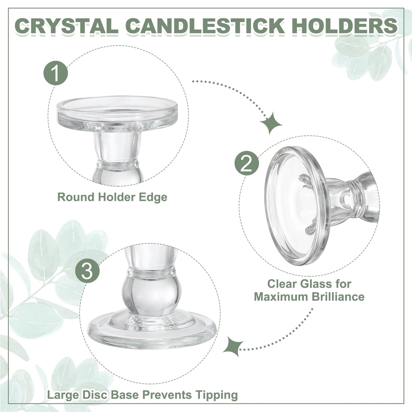 uxcell 11 cm Glass Candle Holder for Taper/Column Candles, Candle Holders Tealight Stand Candlestick for Tealight Wedding Table Centerpiece Home Decor, Transparent