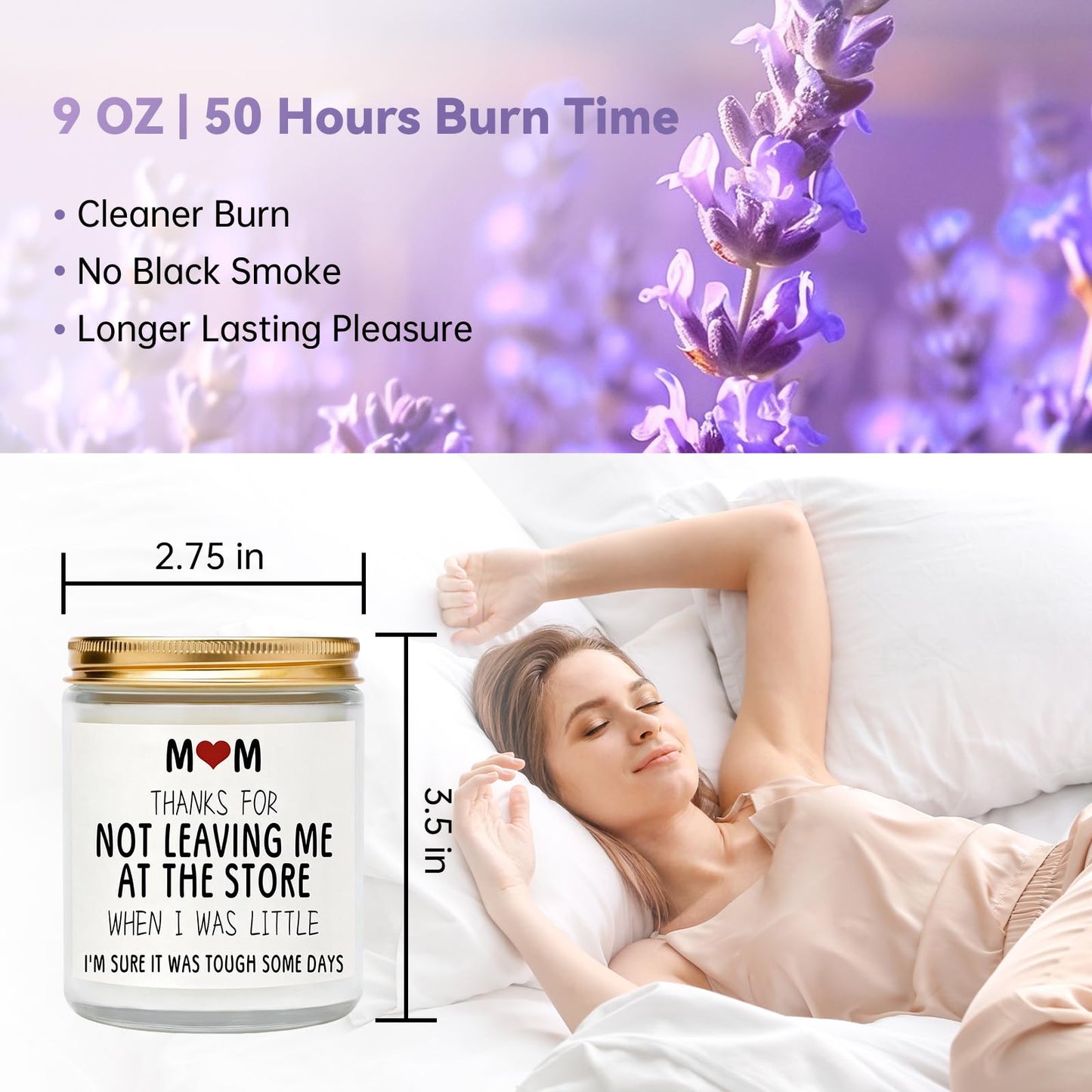 Haukea Gifts for Mom from Daughter Son Mom Birthday Gifts Mothers Birthday Gift for Stepmother Adoptive Mother Mother’s Day - Lavender Scented Candle 9 oz (Moms 2)