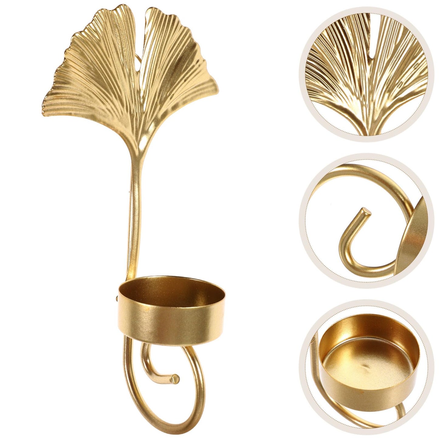 HOMSFOU Wall Mounted Candle Holder Elegant Metal Leaf Design for Home Decoration Stylish Tealight Stand for Bedroom and Living Iron Wall Sconce