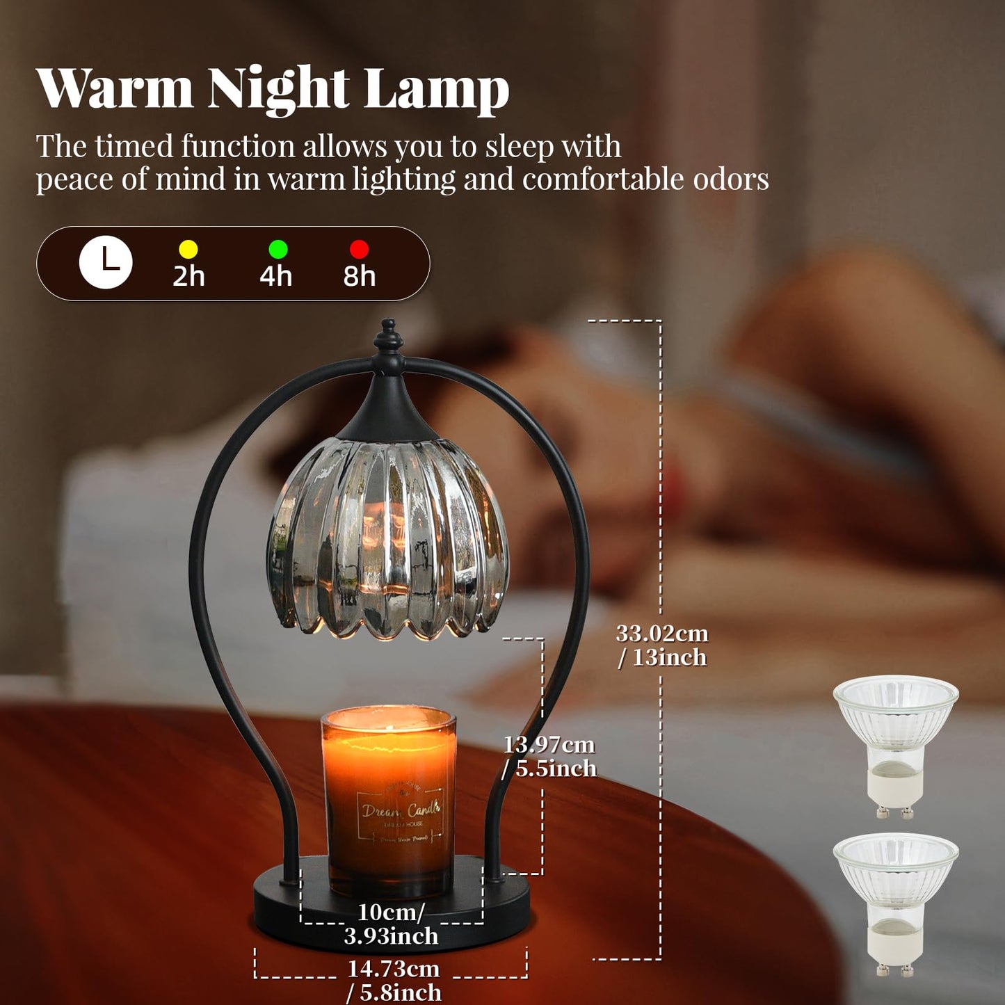 GOODBUY Candle Warmer Lamp with Timer, Dimmable Top-Down Candle Warmer for Jar Candles, Electric Wax Melt Warmer Lamp with 2H/4H/8H Auto Shut Off, Home Decor Gift for Bedroom Living Room Office