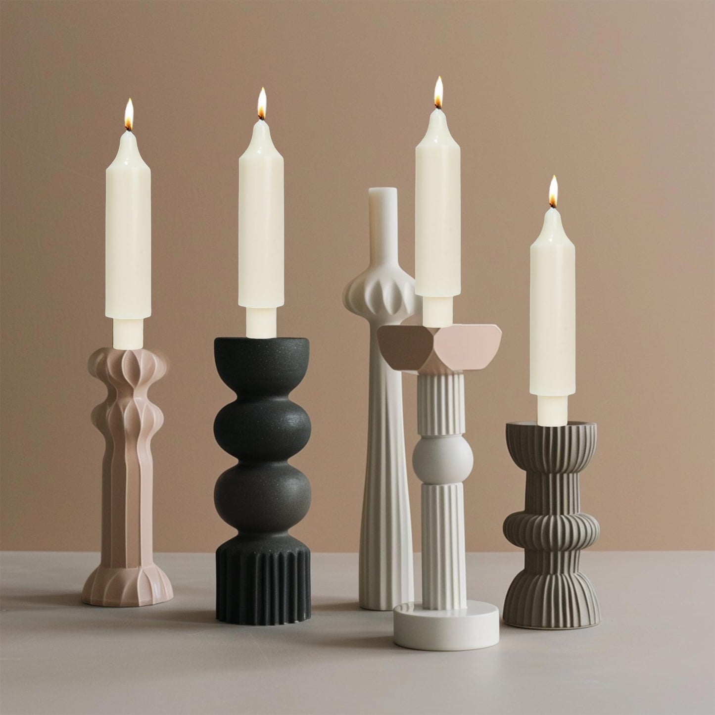 MAITREYA Ivory Short Taper Candle Candlesticks Dripless Dinner Candle for Wedding Party Decoration Home Dinner,6.5inch,4 Pack