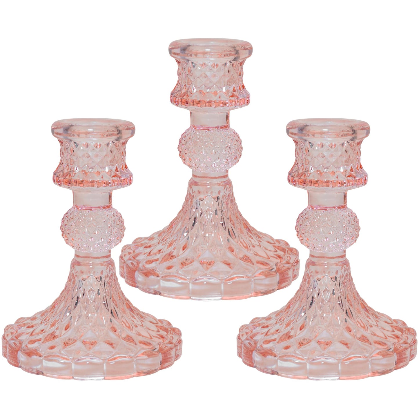 Glass Candlestick Holder Taper and Candle Holder Desktop Decoration for Wedding Dinning Party-3 pcs