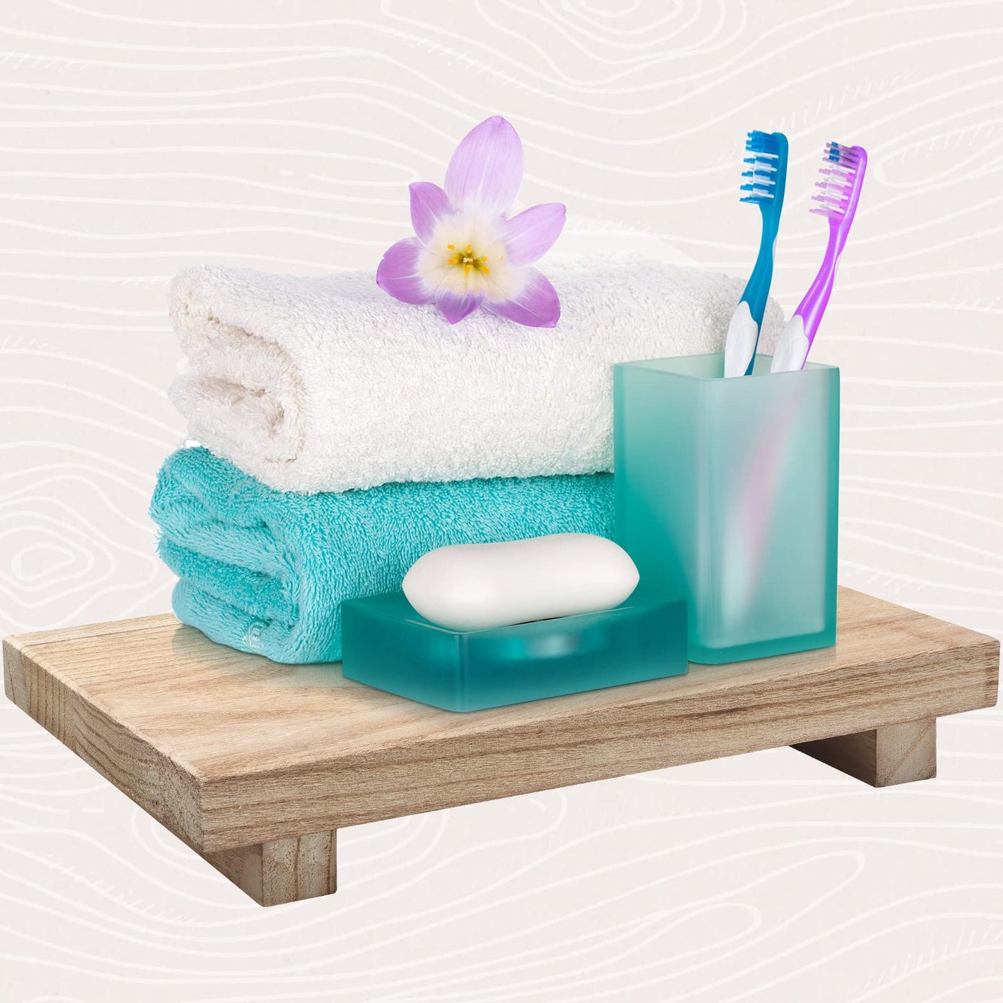 Nuogo Wood Riser Tray Soap, Stand Soap Tray for Kitchen Sink, Wood Pedestal for Kitchen Counter Sink Stand Decorative Rustic Bathroom Dishes Plant Bottles Candles Display(9 x 6 Inch,Natural)