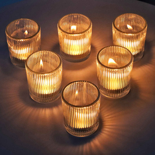 VOHO Clear Votive Candle Holders for Table Centerpiece, Glass Candle Holder Bulk Set of 12, Glass Votive Holder for Home Decor & Holiday Decor(2.1 x 2.6 Inch, Clear)