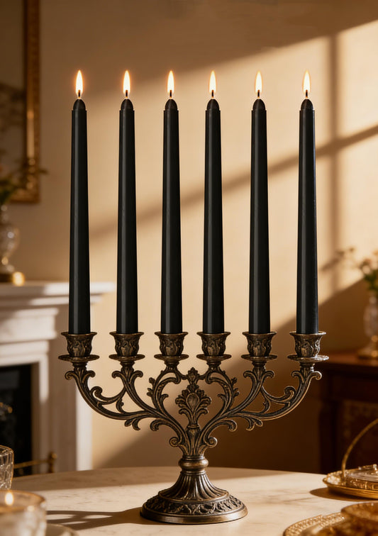0.87×12 Inch Black Taper Candles, 6 Pack Halloween Taper Candles with Cotton Wicks, Unscented and Smokeless Tall Candlesticks Ideal for Weddings, Dinner Festivals, and Home Décor
