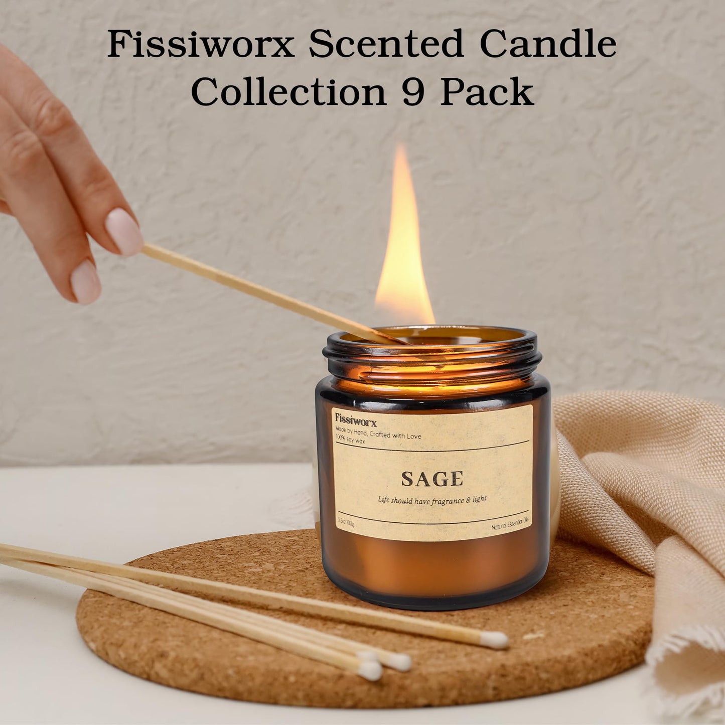 9 Pack Soy Candles for Home Scented |（Vanilla/Lavender/Sage） Long-Lasting 270 Hours, Natural Scented Candles Gift for Women & Men, Birthday, Mother’s Day, Christmas, Thanksgiving
