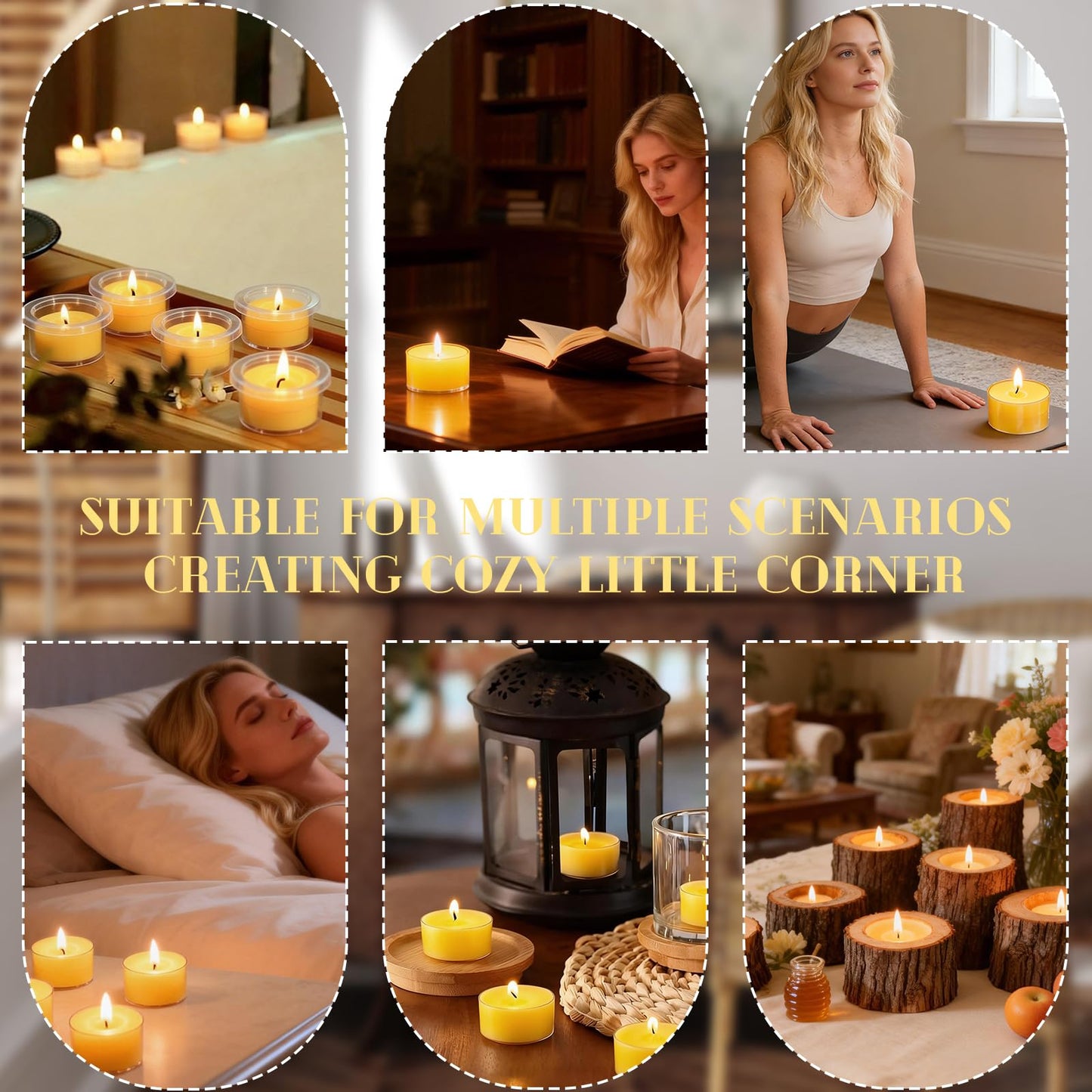6 Hours Beeswax Tealight Candles, 48 Packs Pure Beeswax Candles Extended Burn Time Beeswax Tea Lights Burn Evenly and Clean Bees Wax Tealight Candles Bulk for Relaxing Air Purification