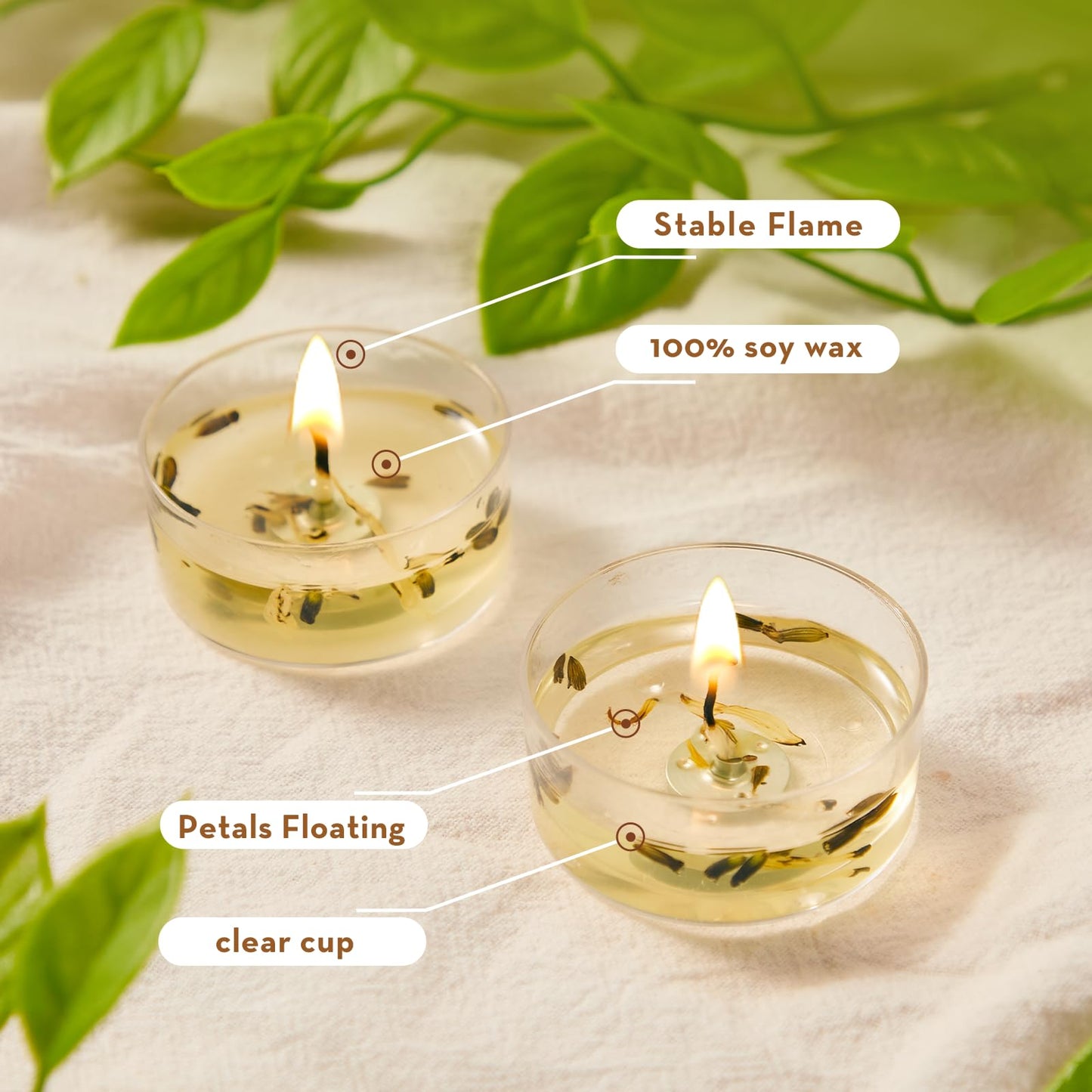 Ashlux Candle Set - 4H Tea Lights | Unscented Dripless Smokeless Clean Burning Long Lasting Candles for Wedding Home Decor Dinner Church Holiday