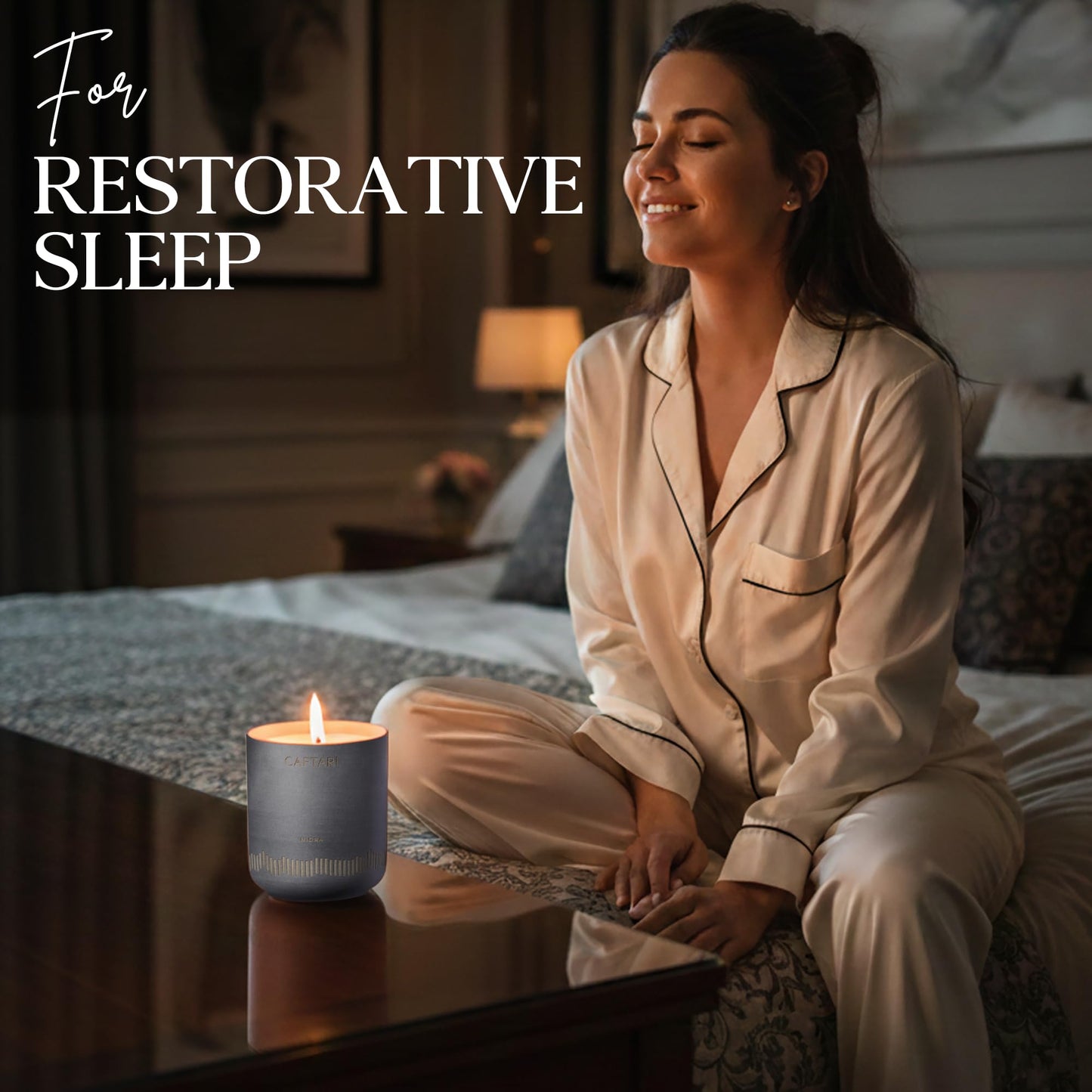 CAFTARI Nidra Scented Candle for Home | Jasmine, Tuberose & Neroli | Non Toxic Candle | Premium Soy Candle | 60-Hour Burn | Vegan Aromatherapy | Elegant Ceramic Jar | Luxury Gift | 10.5