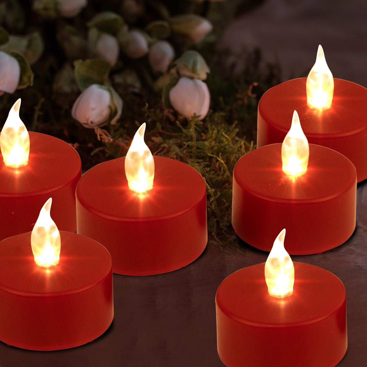 Boakboary Tea Lights Flameless Battery Operated Candles-100PACK Red LED Flickering Votive Candle Long Lasting 200 Hours, Realistic and Bright for Seasonal Festive Celebrations Decoration
