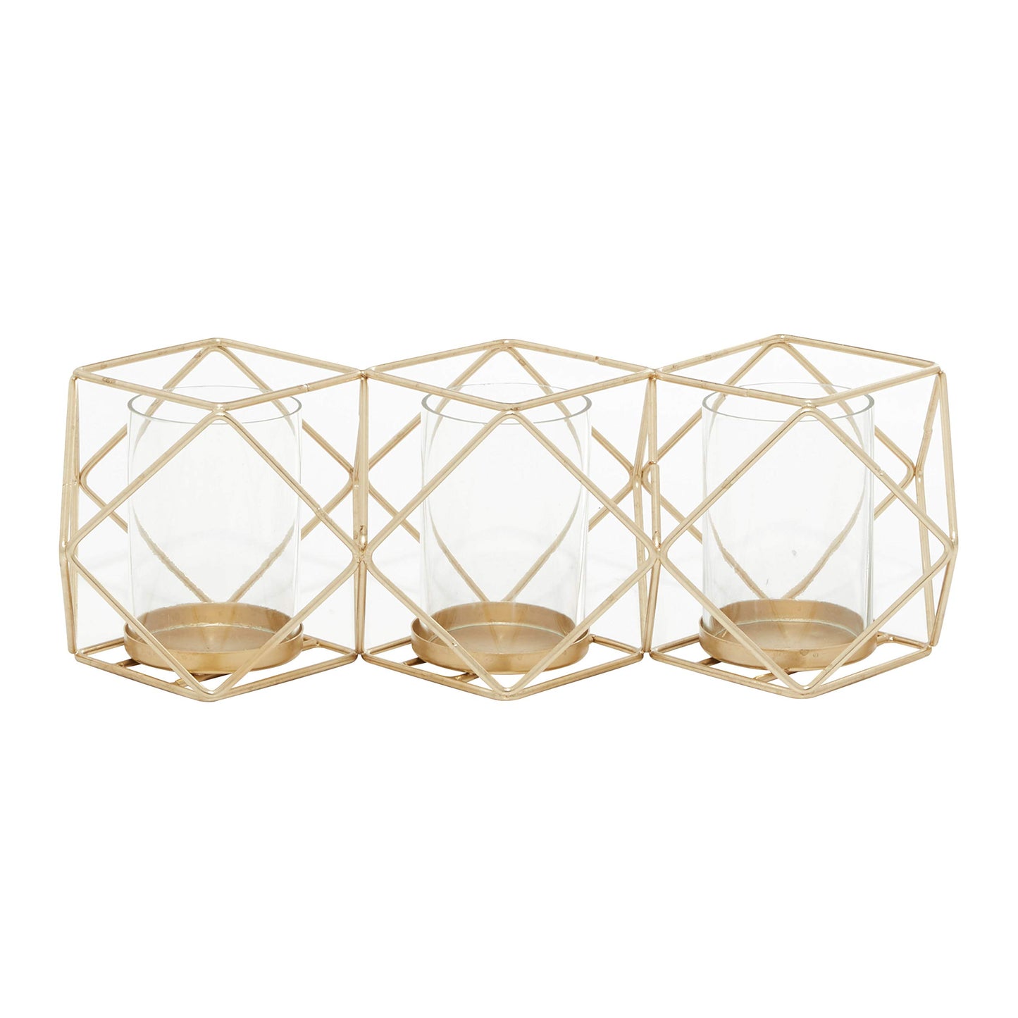 Deco 79 Modern Metal Solid Candle Holder, 15" x 5" x 5", Gold