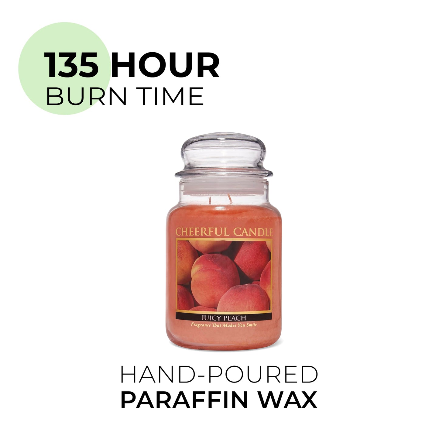 A Cheerful Giver - Juicy Peach Scented Glass Jar Candle (24 oz) with Lid & True to Life Fragrance Made in USA