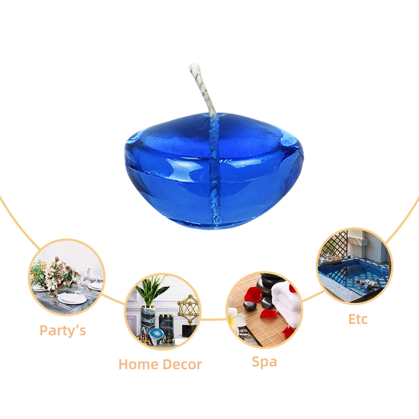Zest Candle 12-Piece Floating Candles, 1.75-Inch, Clear Blue Gel