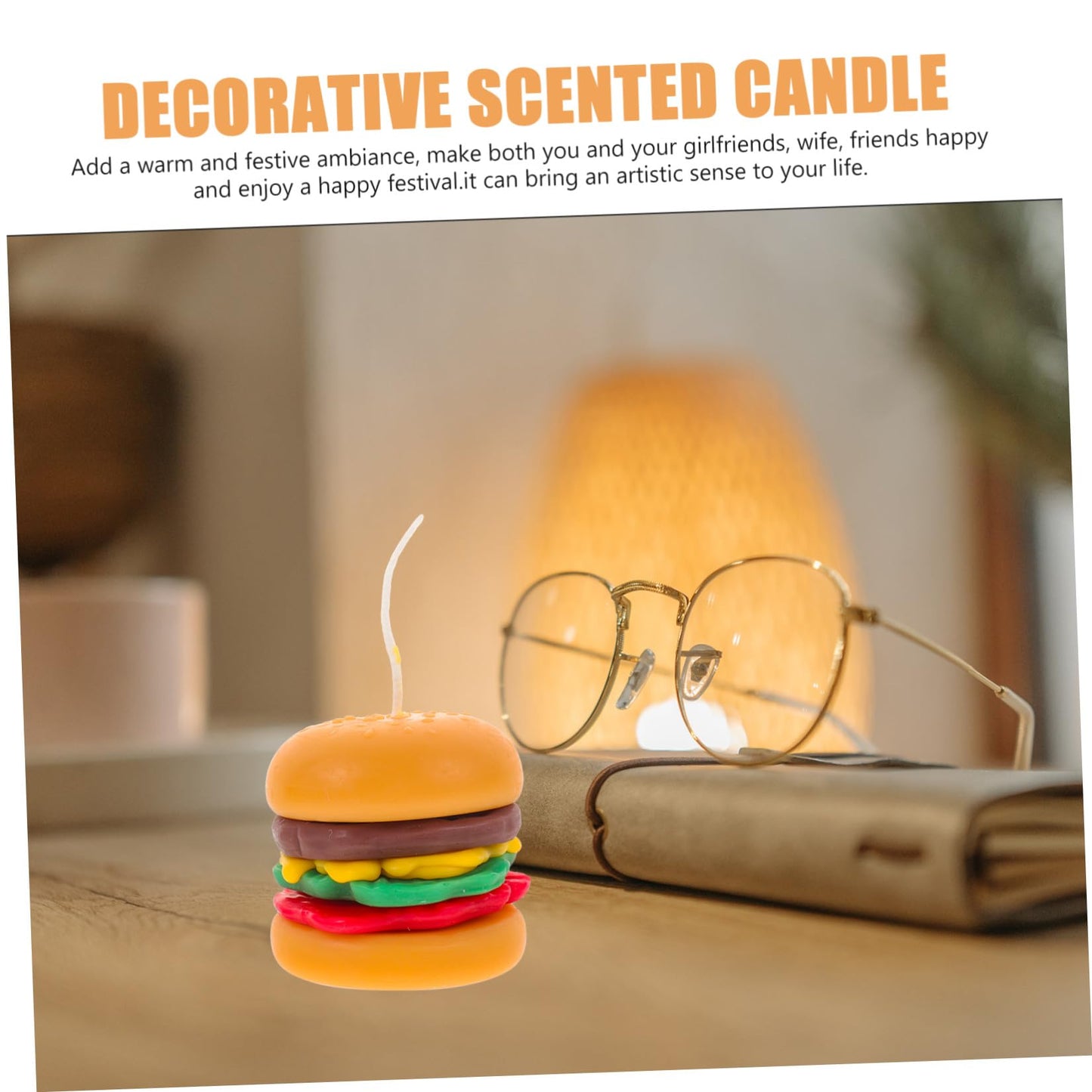VICASKY Burger Shaped Scented Candle Mini Tealight 6.5x6.5cm Handmade Aromatherapy Soy Wax Decorative Birthday Home Desktop Ornament