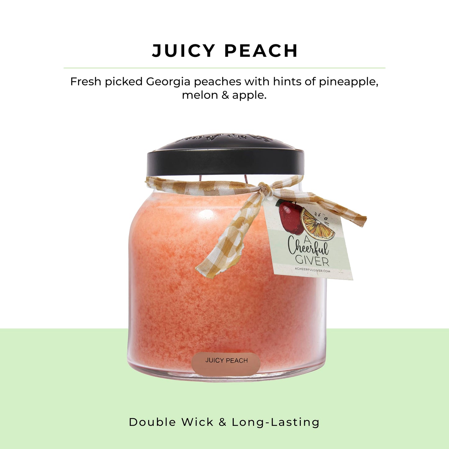 A Cheerful Giver - Juicy Peach Papa Scented Glass Jar Candle (34oz) with Lid & True to Life Fragrance Made in USA