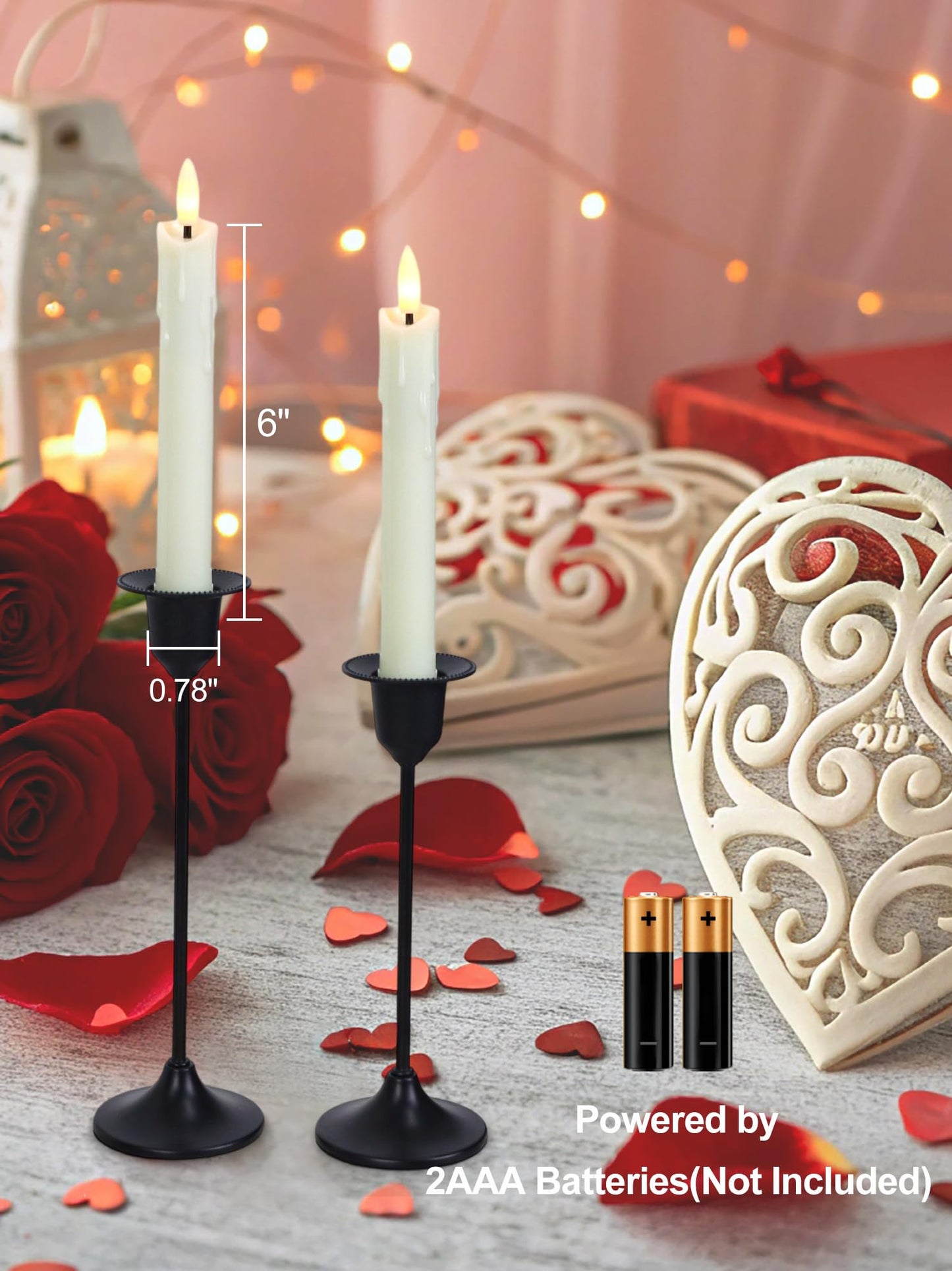 Warmhere 12 Pcs Short Flameless Taper Candles with Remote Timer, 6" Fake Taper Candles Battery Operated, Flickering 3D Flame, Ivory Plastic LED Candlesticks for Home Wedding Party Holiday Decor
