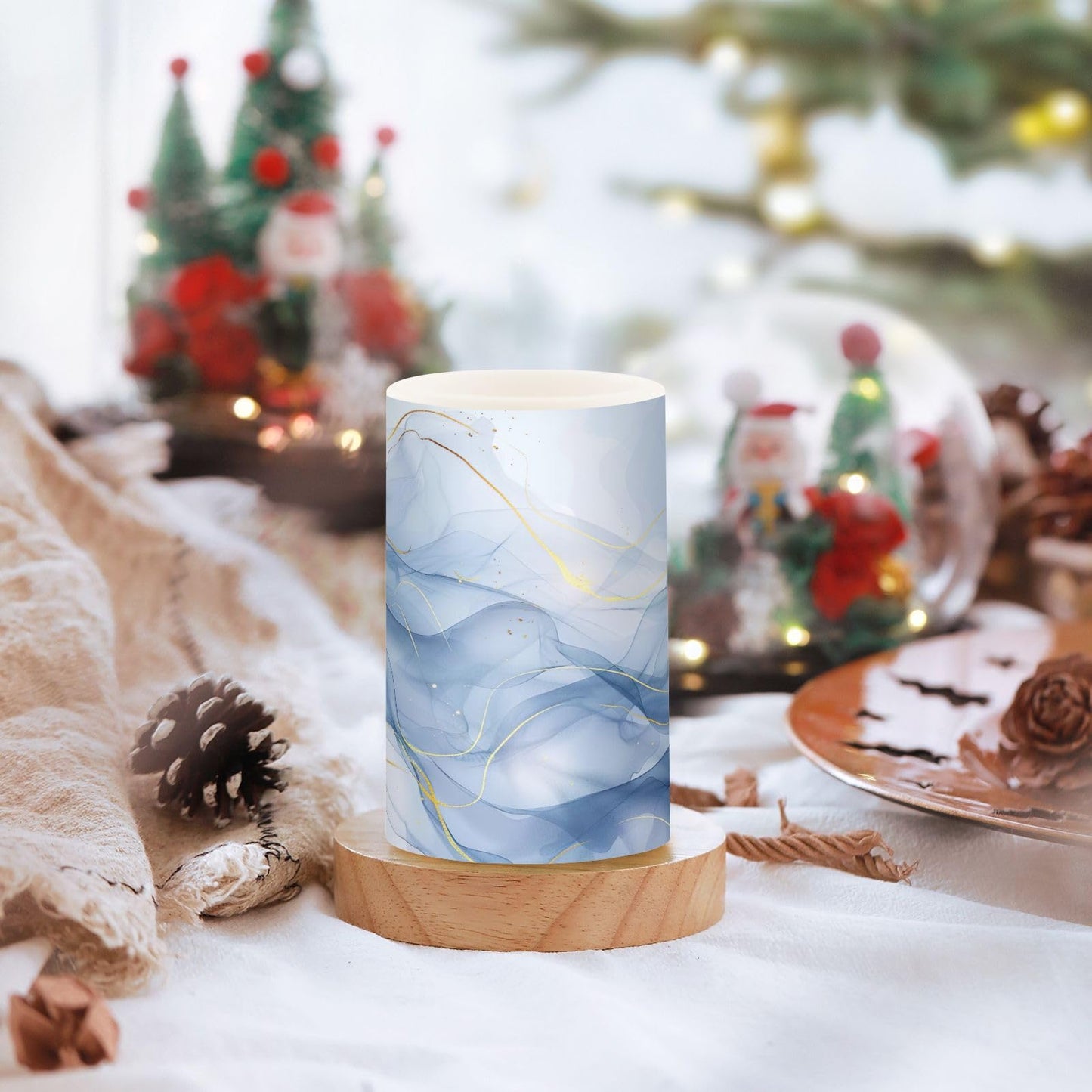 YETTASBIN Marble Flameless Candles with Remote Control and Timer, Adjustable Brightness Long Lasting Battery Operated LED Pillar Candles for Indoor Outdoor Party Home Decor, 2 Pack