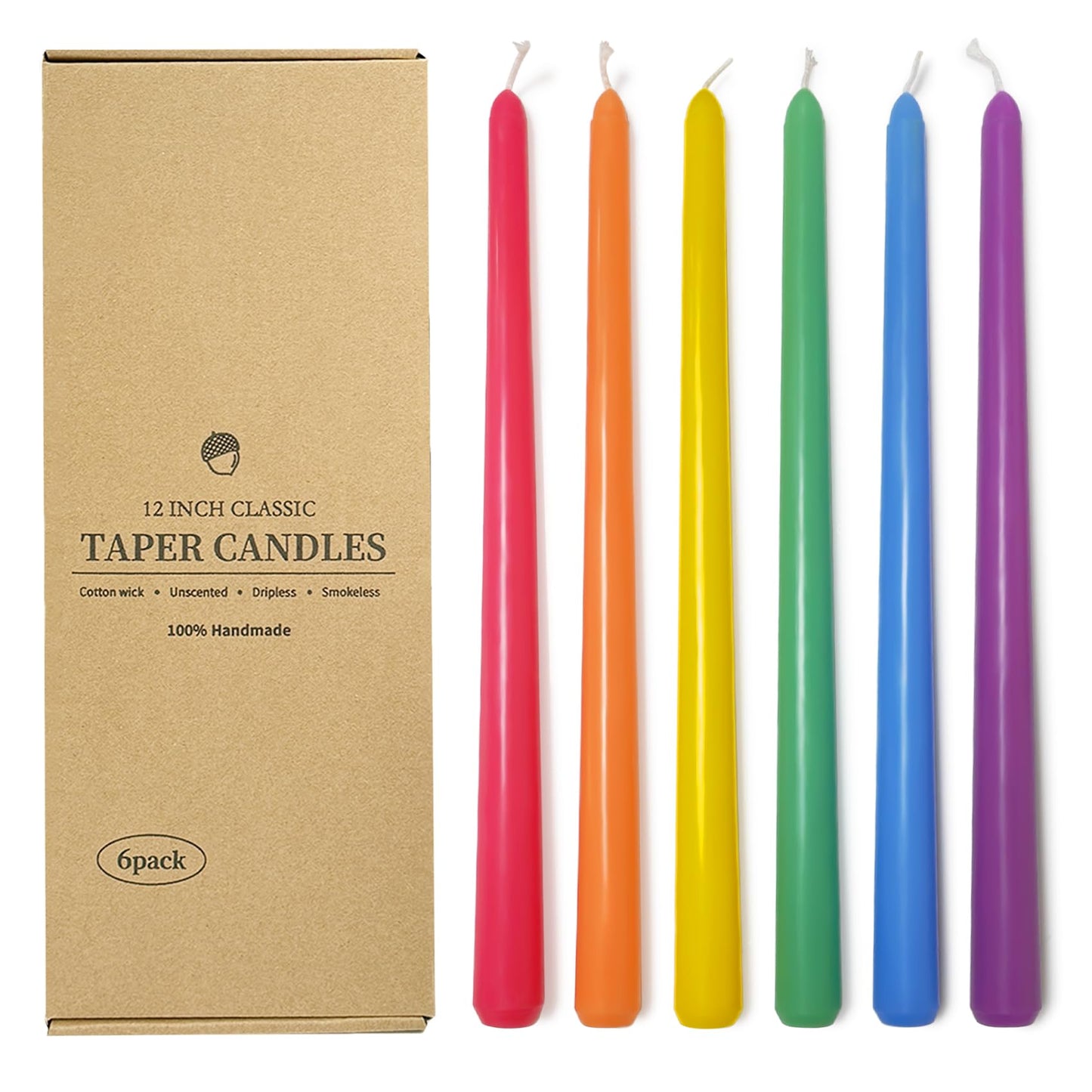 Long Taper Candles 6 Pcs Unscented Taper Candlesticks for Dinner Home Decor Kitchen Wedding Birthday Party Decorations