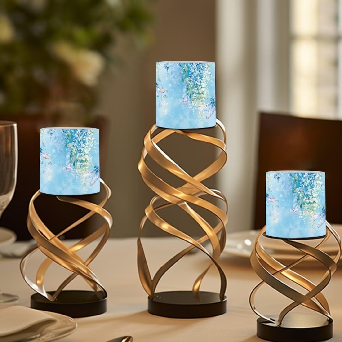 Cozeyat Sky Blue Flameless Candles 4 Pack Battery Operated LED Pillar Candles with Remote Control Timer Waterproof for Indoor Outdoor Use