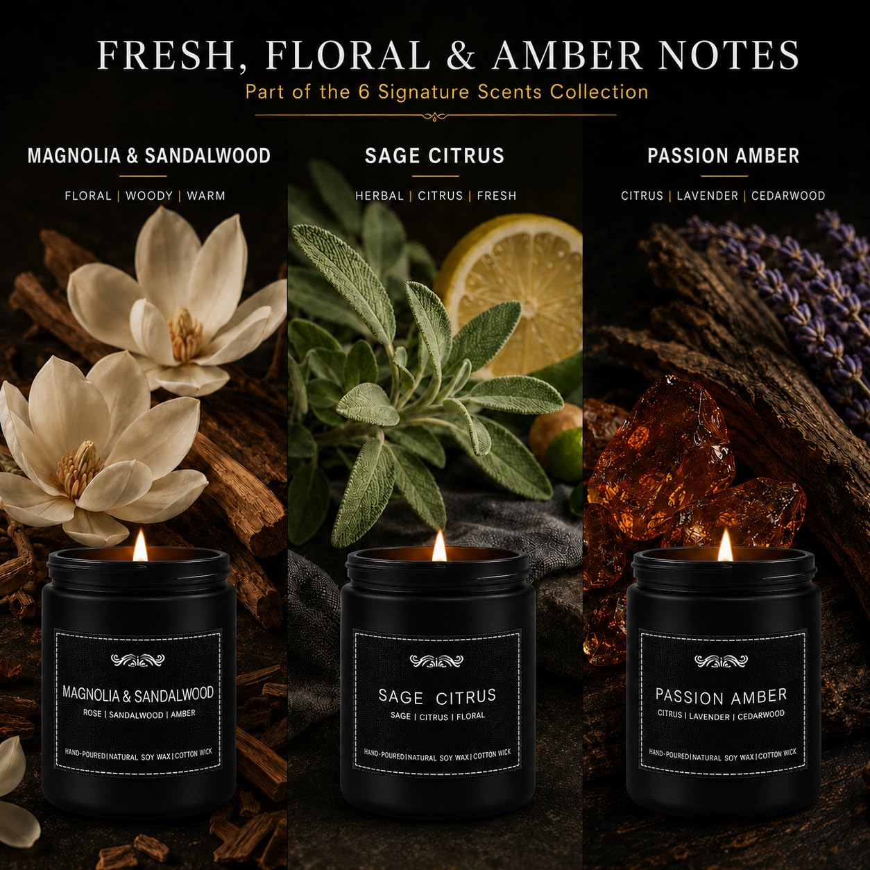 6 Pack Candles for Home Scented Aromatherapy Candles Gifts Set for Mens, Men Candle Set, 42 oz 300 Hour Long Lasting Candles Gifts for Men Birthday Anniversary Present