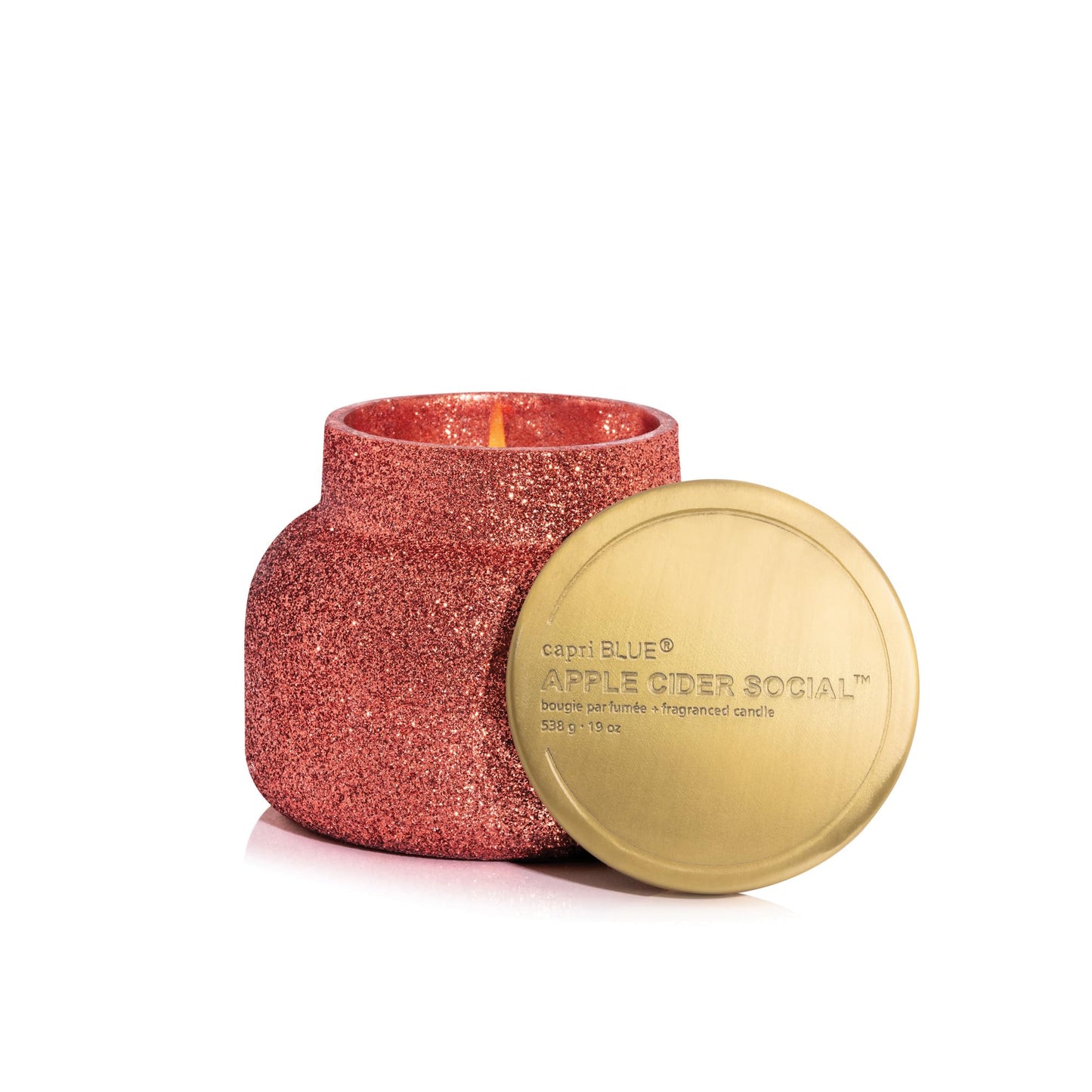 Capri Blue Signature Glam Jar Candle - Long Lasting Soy Wax Blend - Glitter Candles for Home Scented with Luxury Holiday Scents (Apple Cider Social, 19 oz)