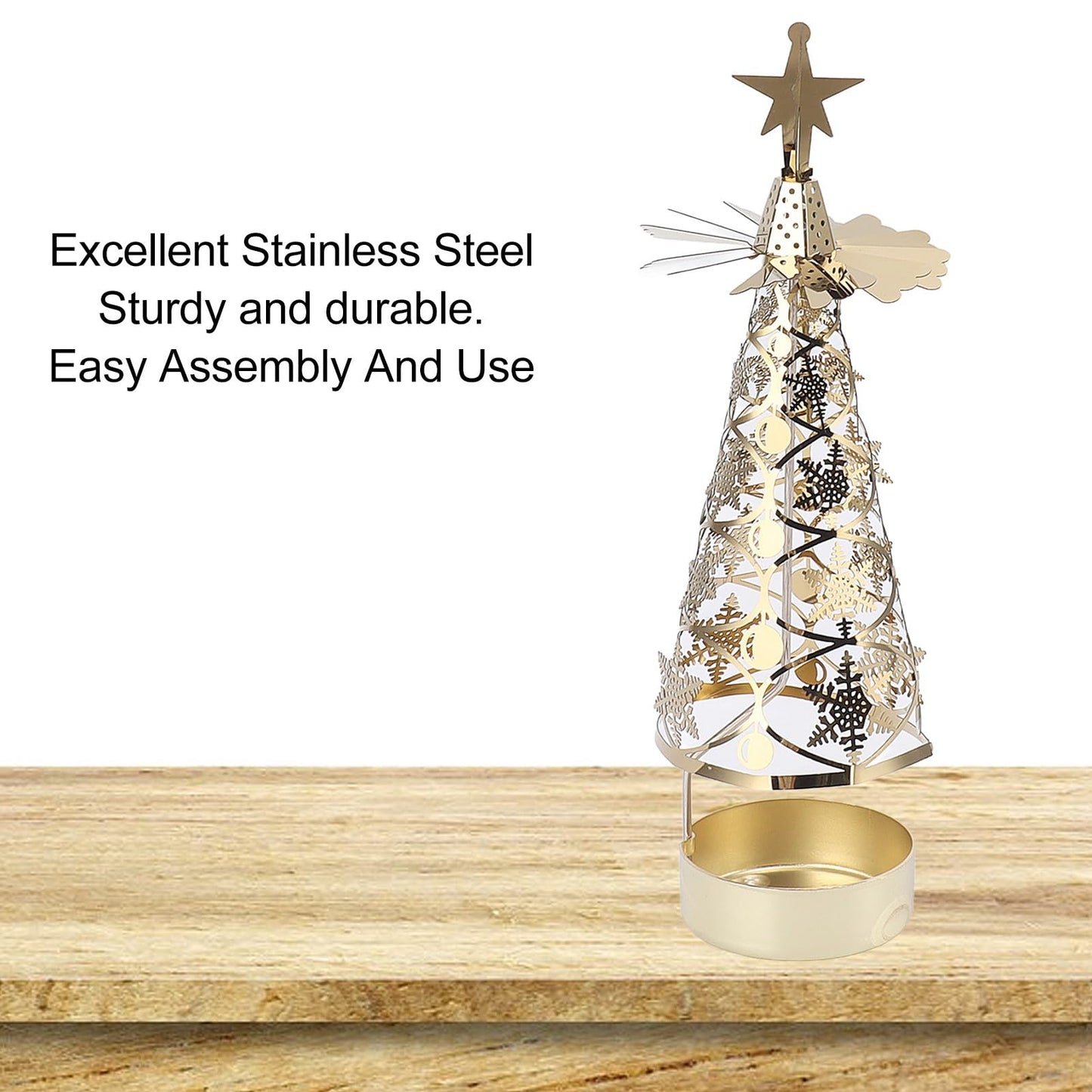 Fdit Candle Holder Christmas Candlestick Aromatherapy Gifts Carousel Creativity Romantic Set Holder Poster (Gold Snowflake)
