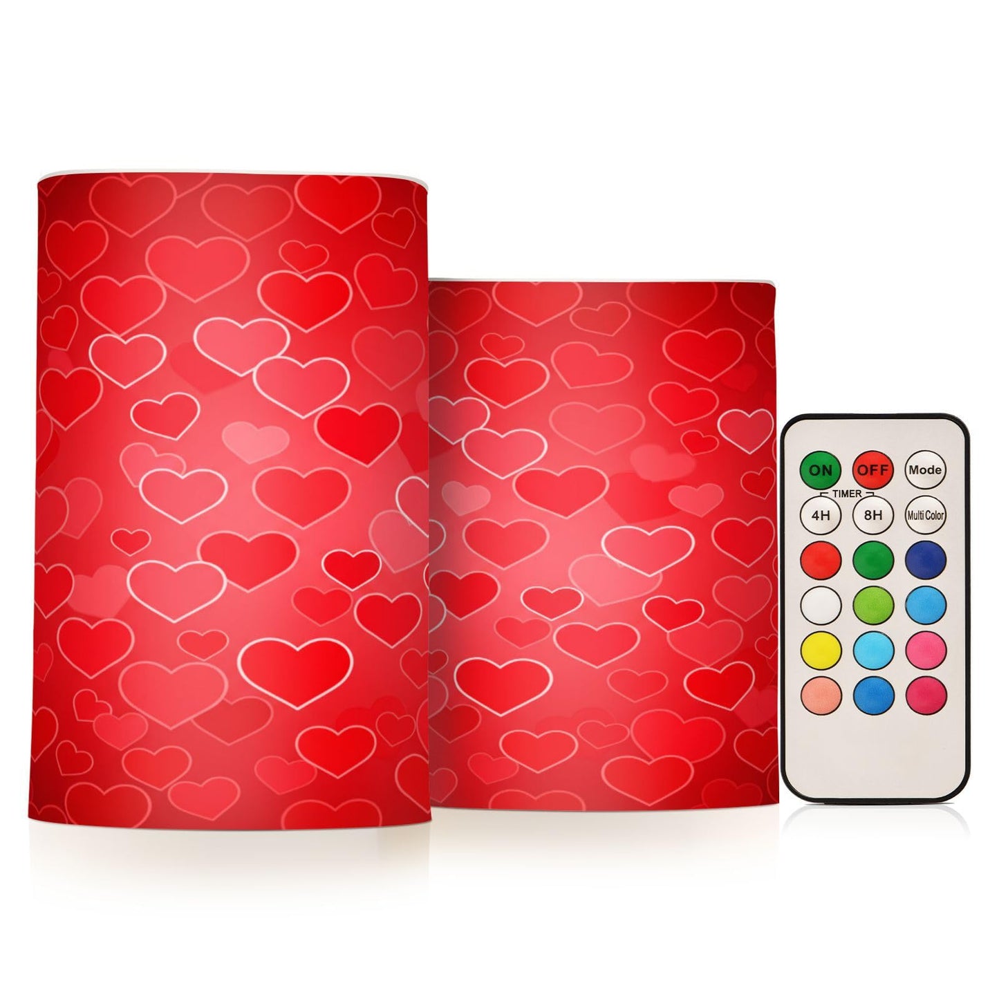 ALAZA Hearts Red Flickering Flameless Candles Battery Operated with Remote Timer,Tea Light Candles LED Pillar Votive Candles Set of 2 for Outdoor Indoor Decorations
