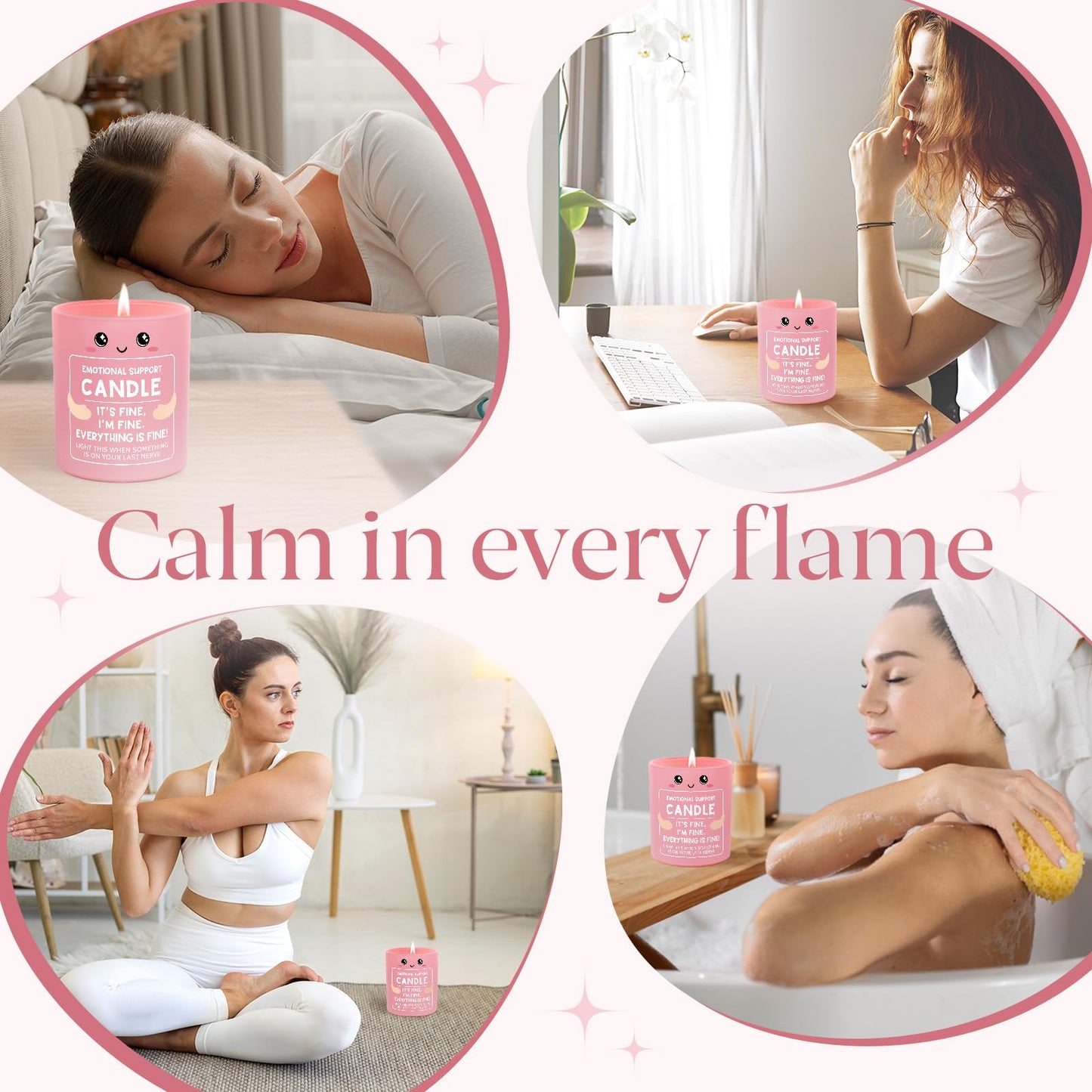 IDELTIME Funny Emotional Support Candle 10Oz, Cheer Up/Stress Relief/Self Care Gifts for Friends Sister Coworker Mom Wife, It's Fine I'm Fine Everything Is Fine Encouragement Scented Candles for Women
