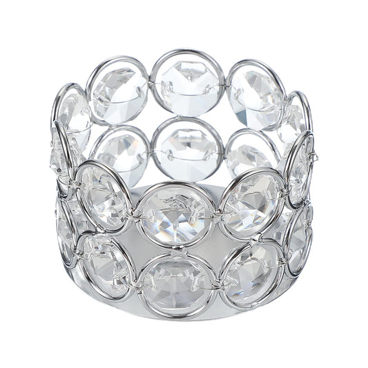 uxcell Glass Tea Light Candle Holder, Openwork Crystal Glass Votive Candle Holder for Desk Table Centerpiece, Wedding, Party, and Home Decor(Silver)
