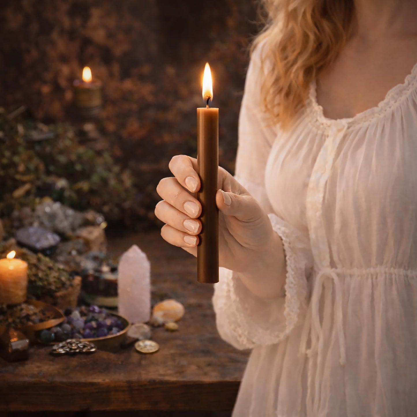 SOUL STICKS Gaia Magic Spell Chime Taper Candles 20 Pack - Ideal for Altar, Rituals, Ceremonies, Meditation Brown Chime Candle for Witchcraft Supplies, Wiccan Supplies, Candles Clearance