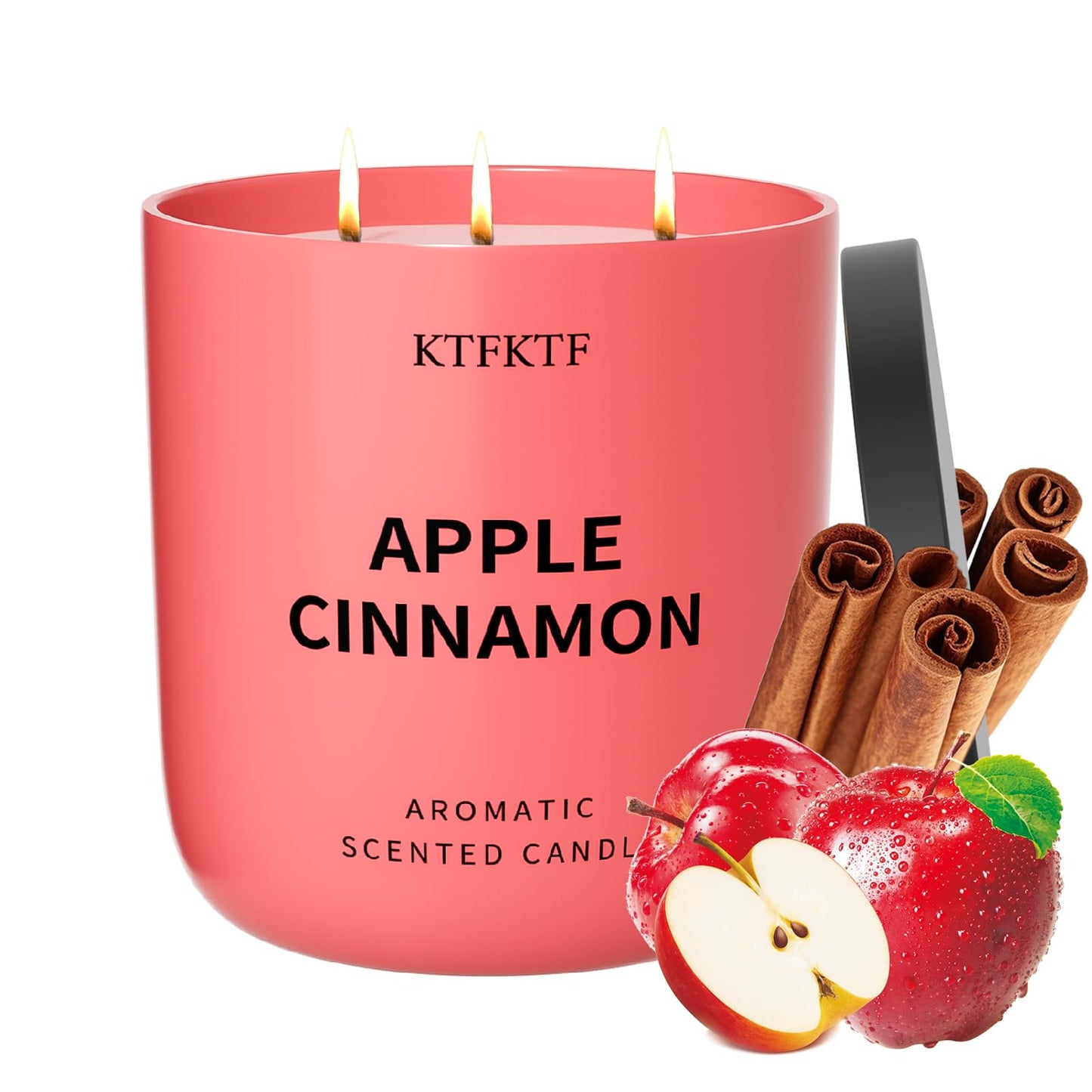Apple Cinnamon Scented Candle - 14.1oz Soy Candles for Home Scented, 80H Long Lasting Burn, Non-Toxic Aromatherapy Candle for Relaxation, Stress Relief, Birthday,Mothers Day Gifts for Women