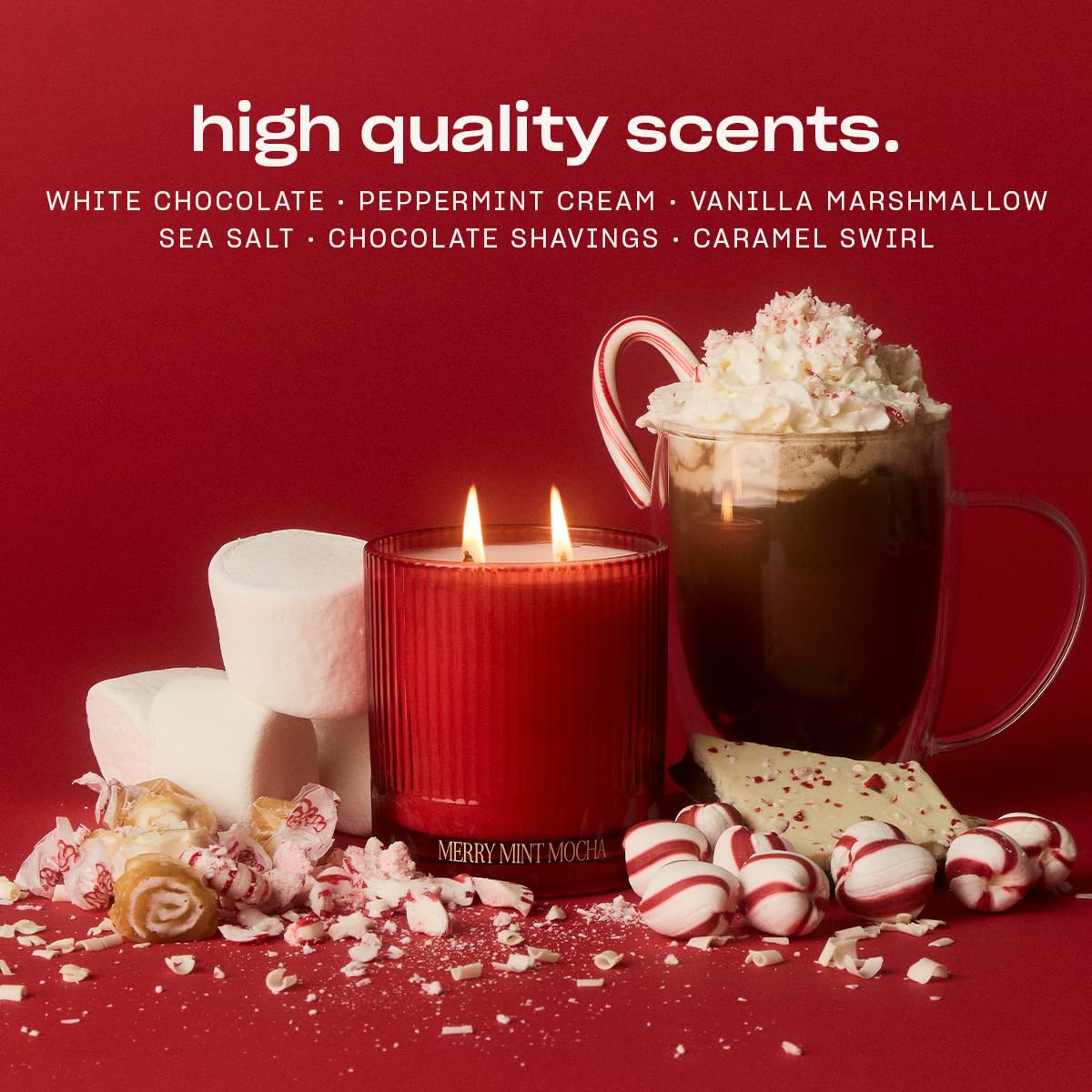 Half Baked Merry Mint Mocha Candle by Snif, Gourmand Holiday Scent, Peppermint, Cocoa & Vanilla, Clean, Non-Toxic, Vegan Soy Wax Blend, 8.5 oz