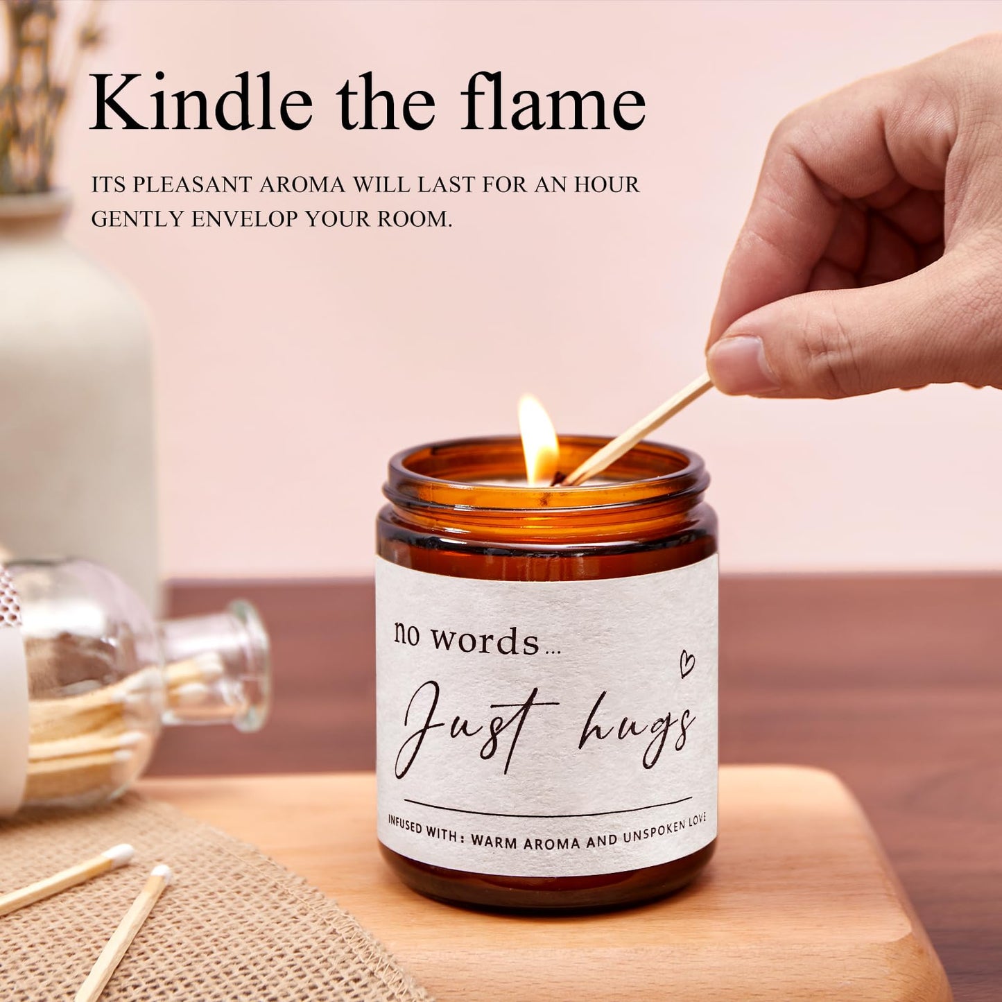 Sympathy Gifts for Loss of Loved One - No Words,Just Hugs Candle,Bereavement Gift, Condolence Gift
