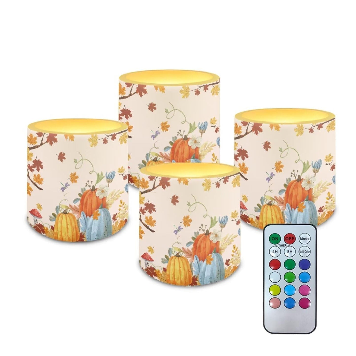 Cozeyat Pumpkin Garden LED Candles Set of 4 Battery Powered Flameless with Remote Timer Flickering Flame Waterproof for Home Beach Garden Decor