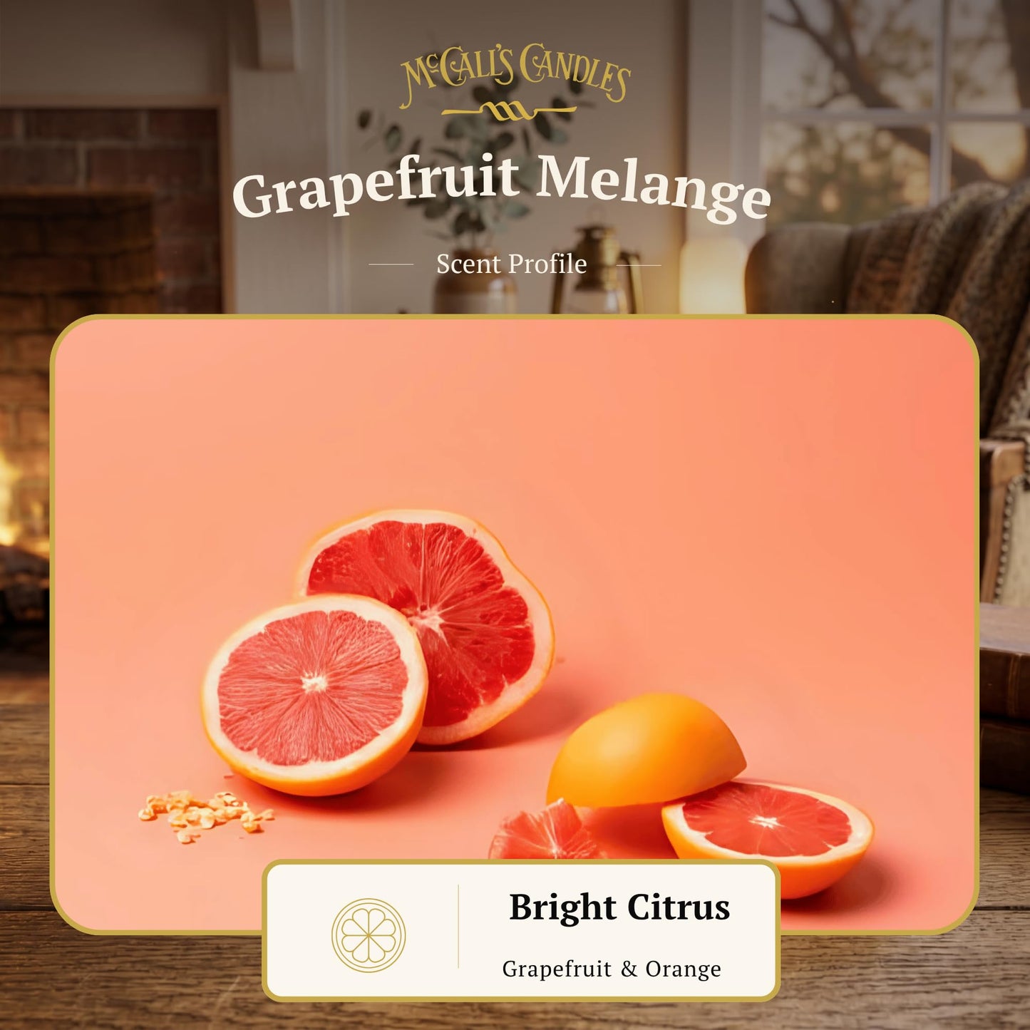 McCall’s Candles | Grapefruit Mélange | 16 oz Scented Candle | USA-Poured | Vintage Rustic Jar with Carrying Handle | Bright Citrus Medley Fragrance