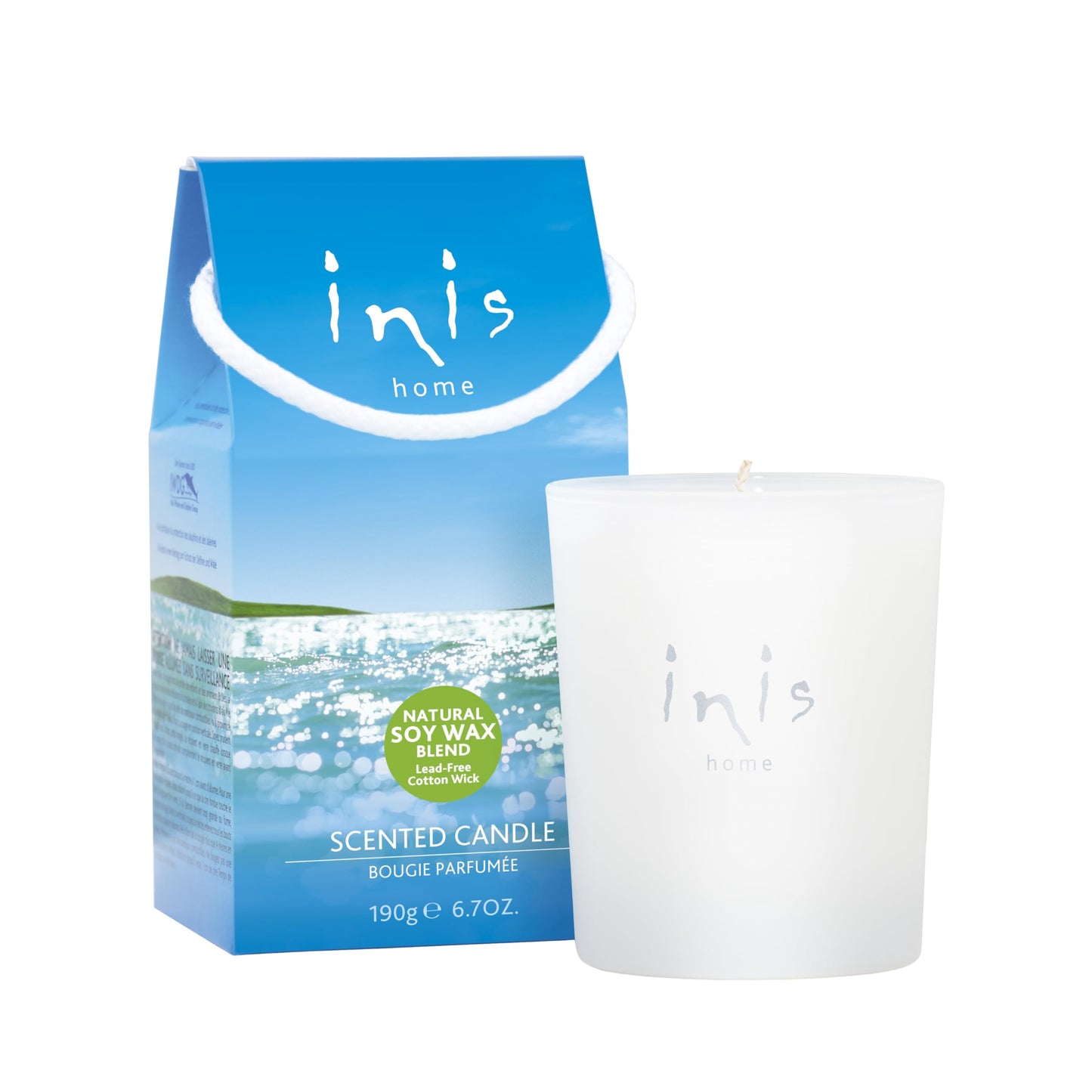 Inis the Energy of the Sea - Scented Candle, Ocean Fresh Soy Wax Blend Candle in Frosted Glass Jar, Clean Coastal Home Fragrance for Bedroom, Living Room and Bathroom