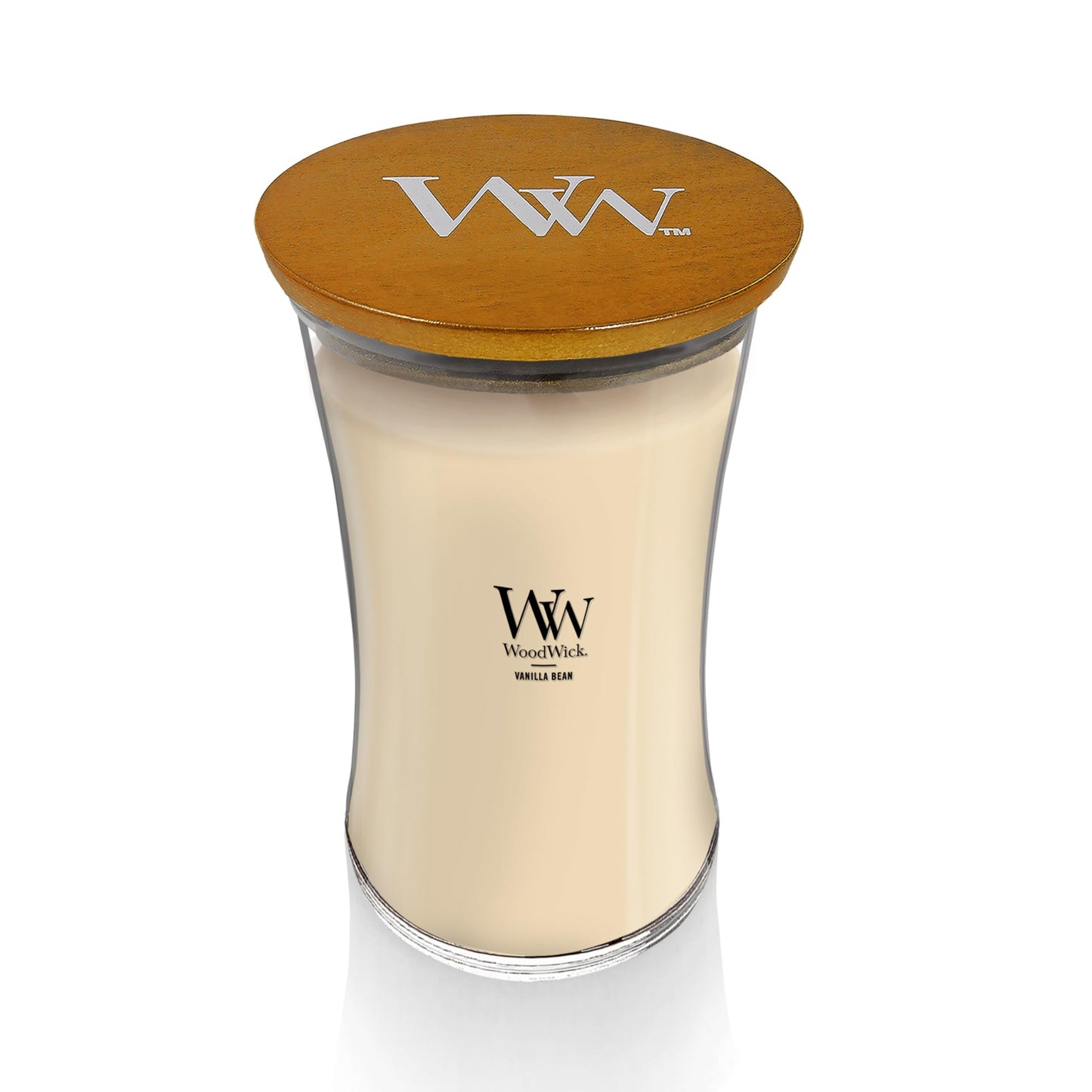 WoodWick Vanilla Bean Holiday Candle Gifts for Women and Men, 21.5 oz Large Hourglass Candle with Crackling Wick
