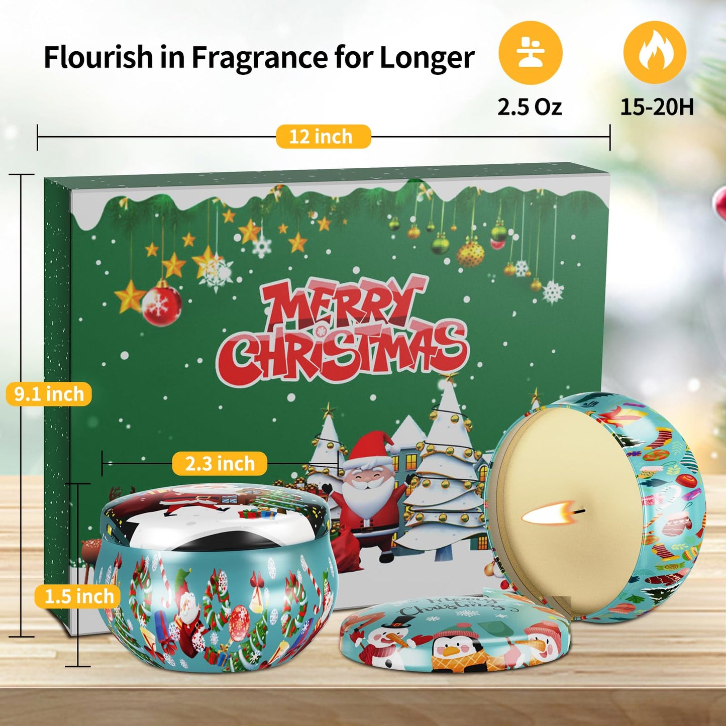 Christmas Candles Gifts Set for Women, Primevolve Scented Candles for 12 Bulk Home Aromatherapy, Strongly Fragrance Long Lasting Portable Travel Tin for Spa Bath Yoga