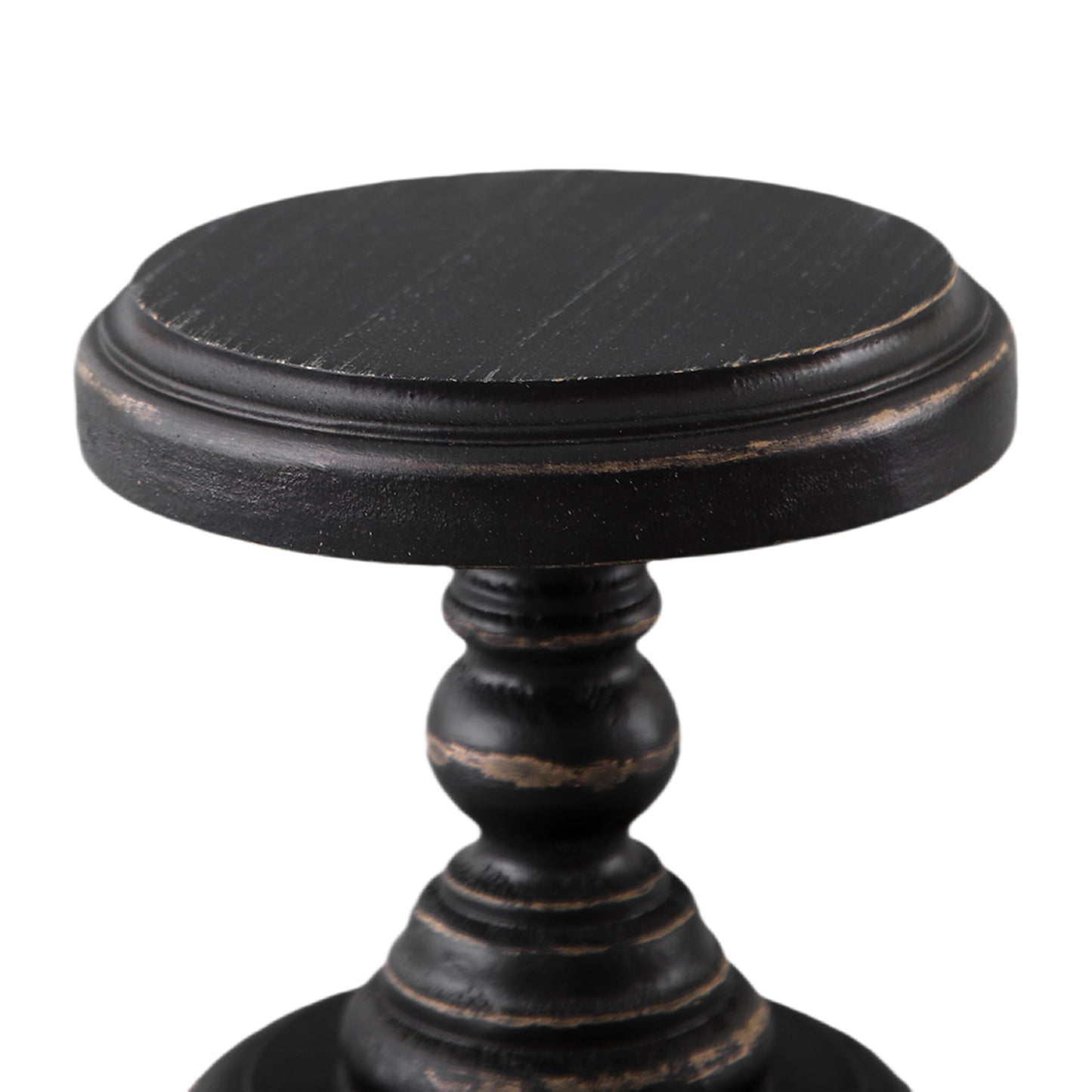 SOFE Black Wood Display Riser, Rustic Small Pedestal Stand/Planter Stands, Tray Holder for Decor, Unique Wooden Base 7 Inches Tall for Mini Items, Candle, Figurine