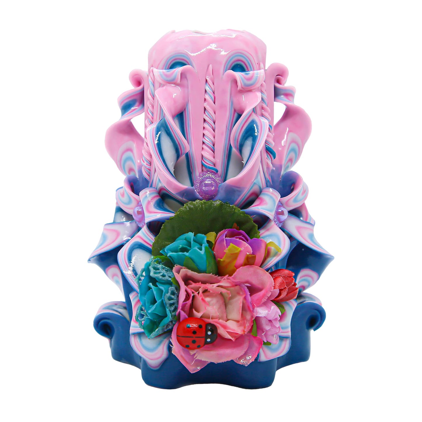 Handmade Carved Candle - Surprise Gift For Her - Decor Birthday Halloween Thanksgiving Christmas - Spiritual Living Room Home Decor Candles - Unique Engagement Wedding Idea - Pink Blue - Ordagio