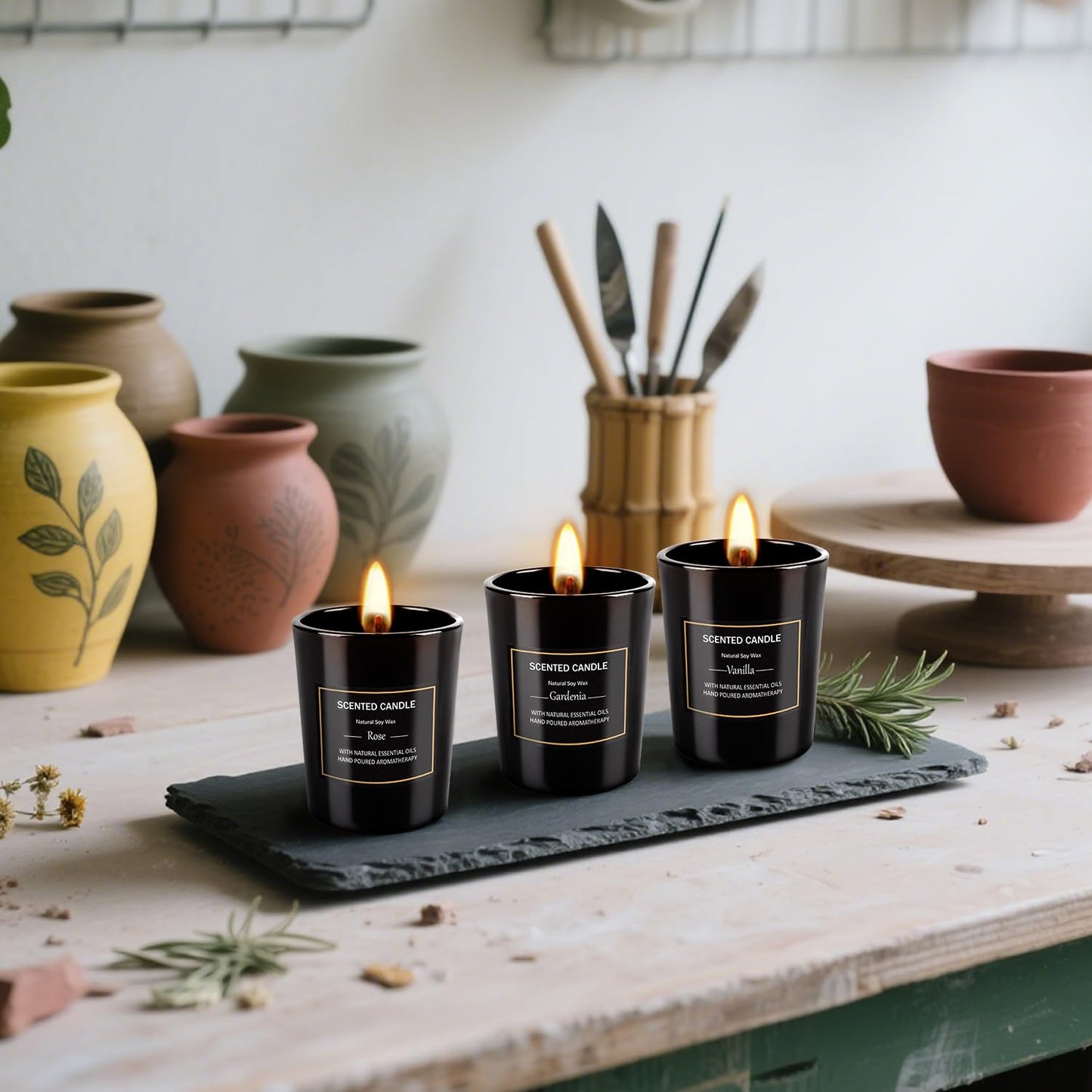 12 Pack Scented Black Candles Gift Set for Dad, Soy Wax Aromatherapy Candles for Home, 12 Masculine Fragrances, Gift from Daughter/Son for June Holiday, Stress Relief & Relaxation for Men