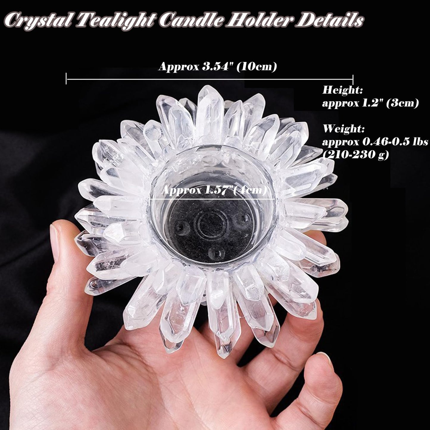 Natural Clear Quartz Crystal, Crystal Quartz Tealight Candle Holder Crystal Stone Candle Stand High Energy Geode Votive with Healing Effects (Not Included Candle)