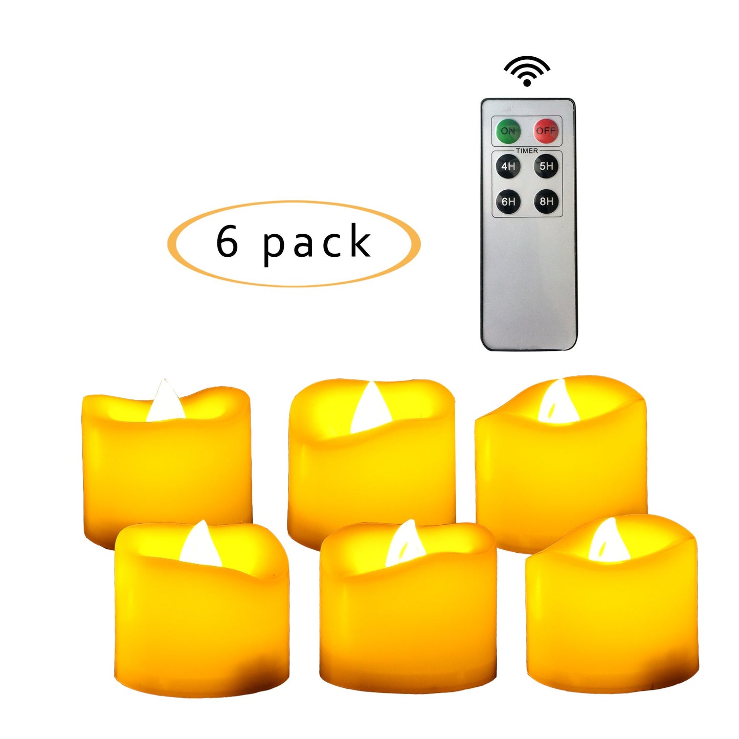 CANDLE CHOICE Battery Operated Flameless LED Tea Lights with Remote Timer Realistic Flickering Electric Tealight Candles Set Wedding Party Christmas Decorations Centerpieces Batteries Included 6 PCS