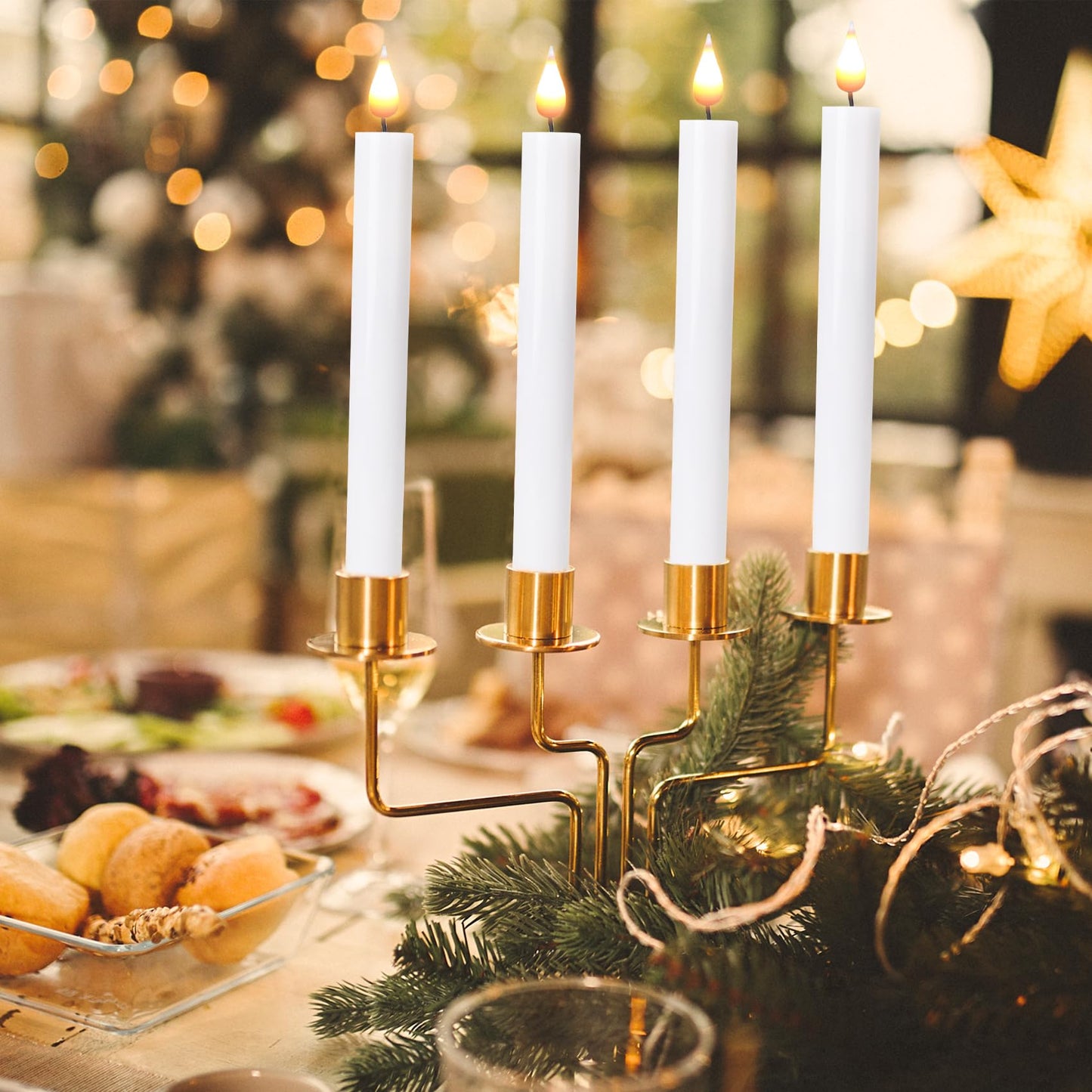 SunFunUSA LED Flameless Taper Candles with Remote Timer Battery Operated-9.6 Inches Flickering Window Candle Lights Realistic Warm Amber Light Best Gift for Xmas Wedding Home Dinner Decor Set of 10