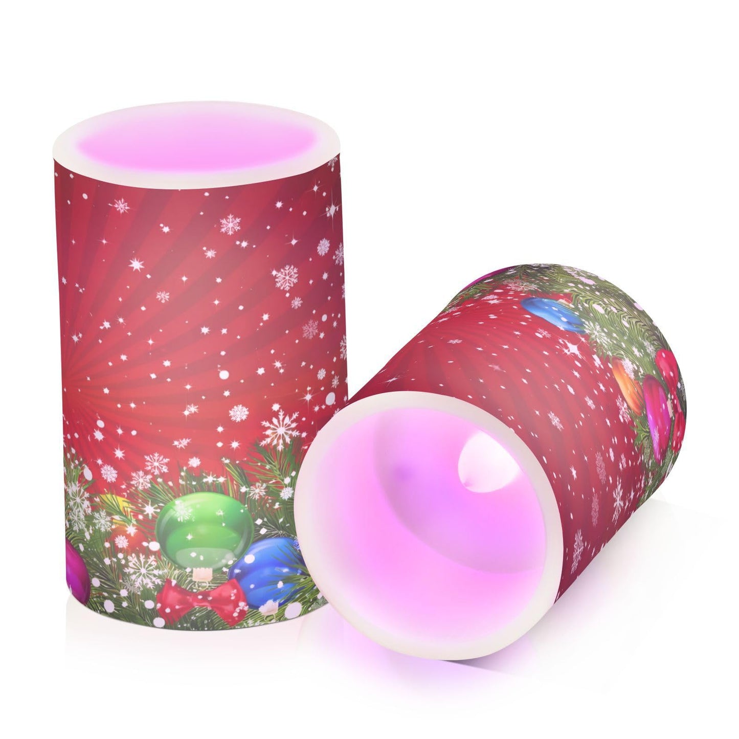 ALAZA Christmas Tree Decoration and Snowflakes Red Flickering Flameless Candles Battery Operated with Remote Timer,Tea Light Candles LED Pillar Votive Candles Set of 2 for Outdoor Indoor Decorations