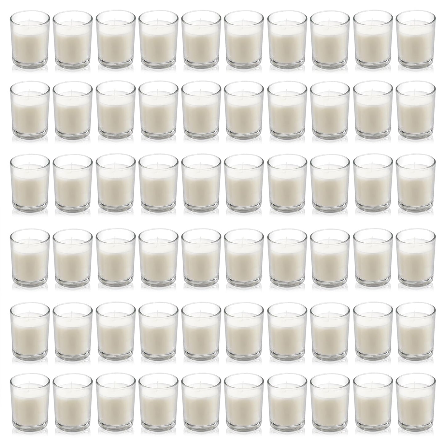 Housecret 60 Pack Warm White Unscented Clear Glass Filled Votive Candles. Hand Poured Wax Candle Ideal Gifts for Aromatherapy Spa Weddings Birthdays Holidays Party