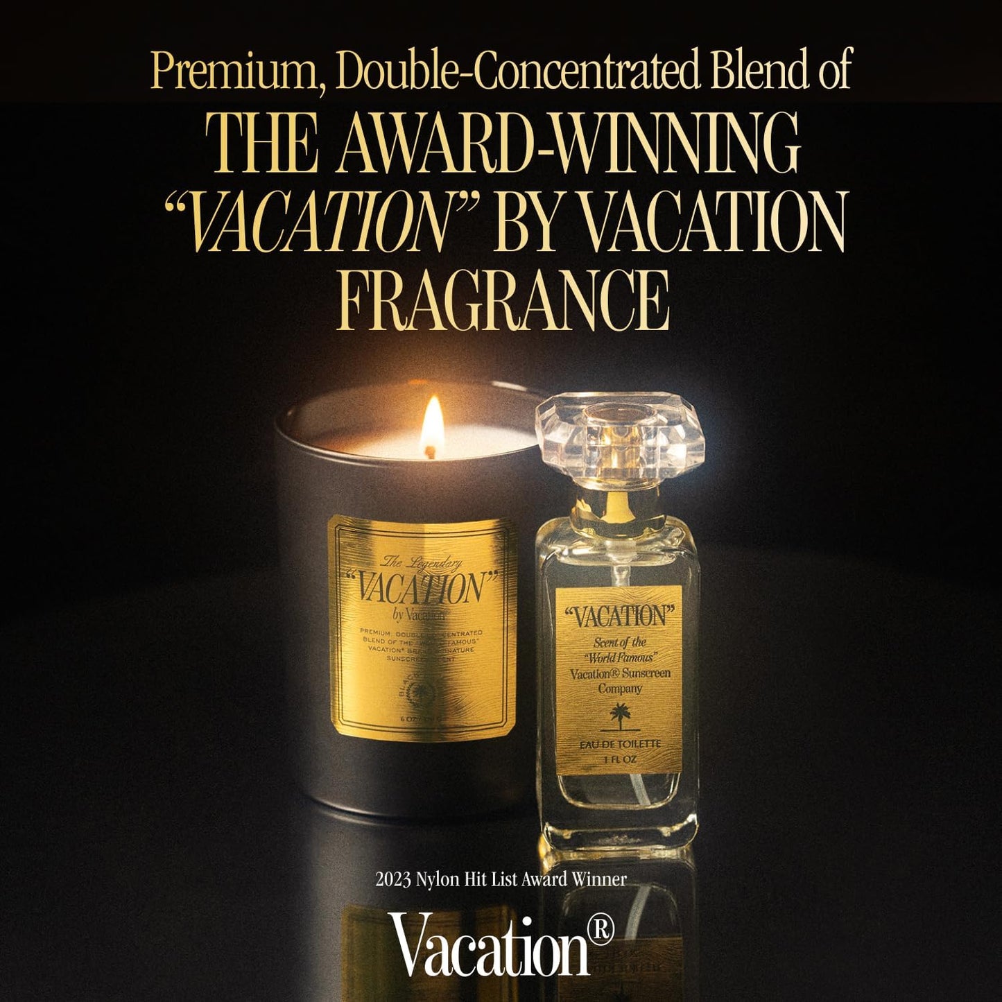 VACATION Perfume Scented Candle by Vacation Sunscreen – Coconut Vanilla, Premium Soy Wax, 50-Hour Burn, Luxury Home Fragrance Gift, Enhanced Design & Formula, 6 oz