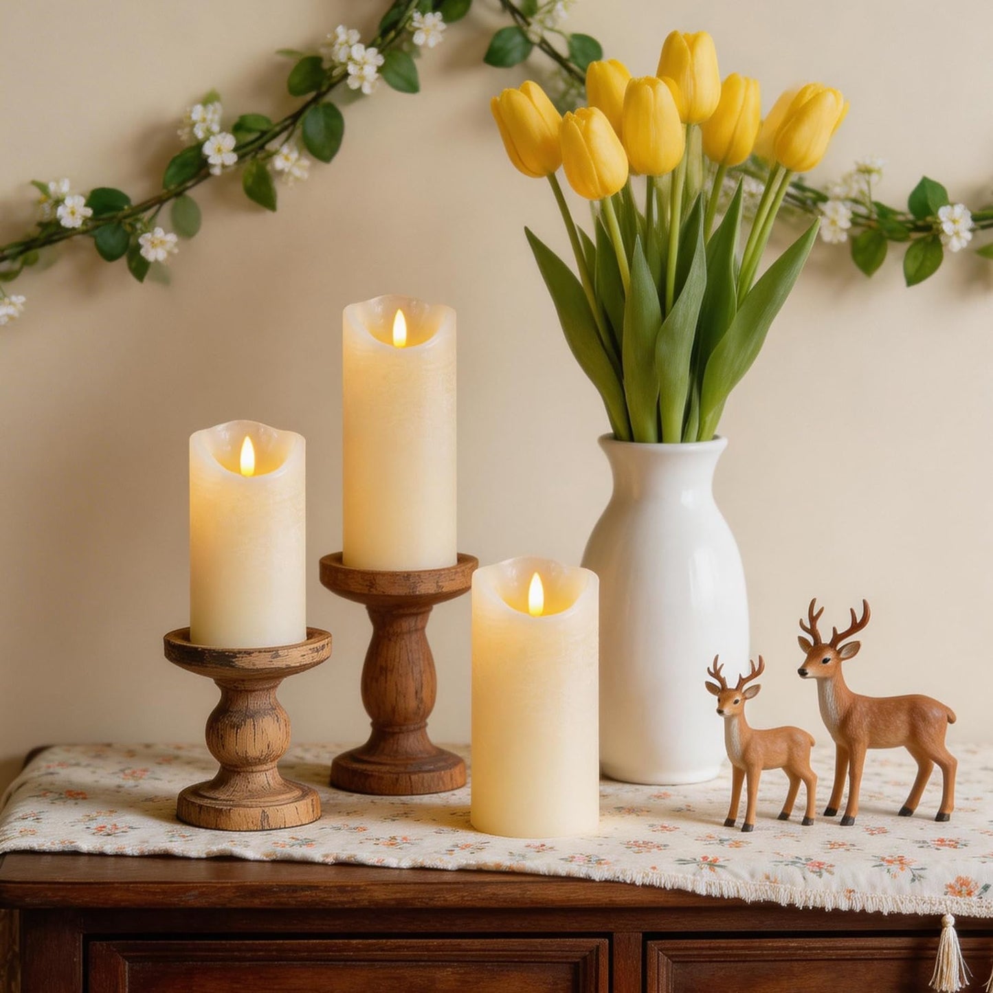 MiKoyi Flameless Pillar Candles with Remote, Battery Operated Candles Real Wax, [5-Pack] Fake LED Flickering flameless Candle with Timer Function for Room Home Decor (2.2" * 5/5.5/6/7/8") - White